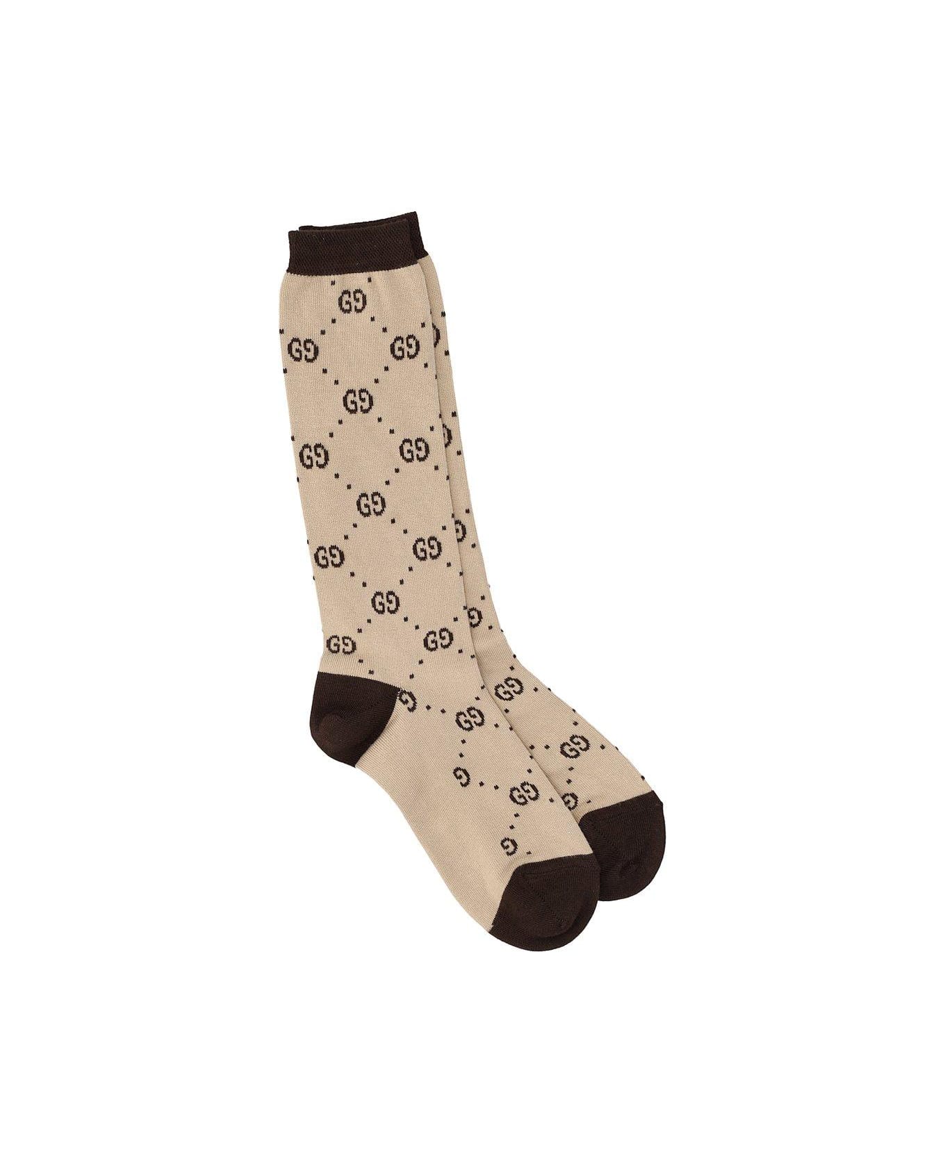 Gucci Logo Intarsia Socks - BEIGE アンダーウェア