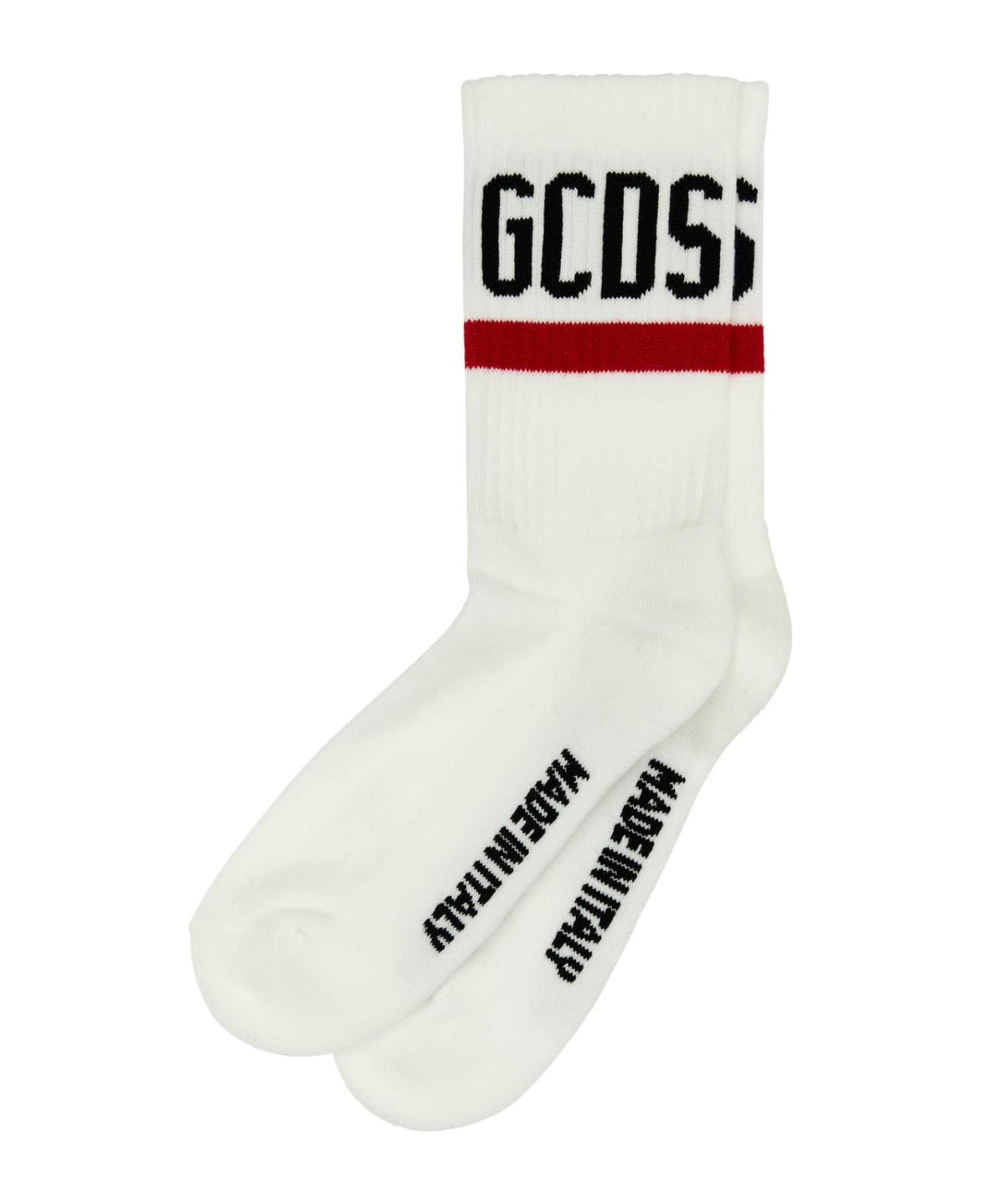 GCDS White Stretch Cotton Blend Socks - REDHEART 靴下＆タイツ
