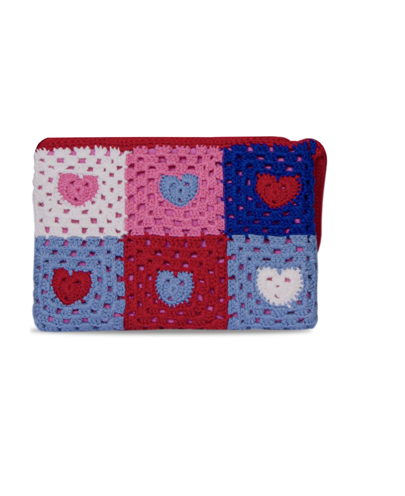 MC2 Saint Barth Parisienne Crochet Pouch Bag With Heart Embroidery - RED トラベルバッグ