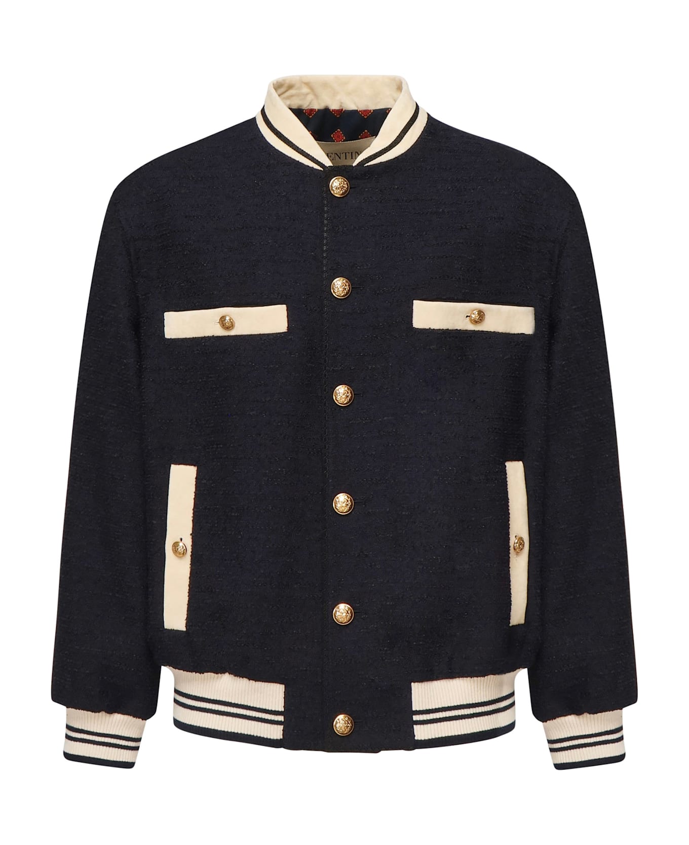 Valentino Garavani Cotton Tweed Bomber Jacket - Blue