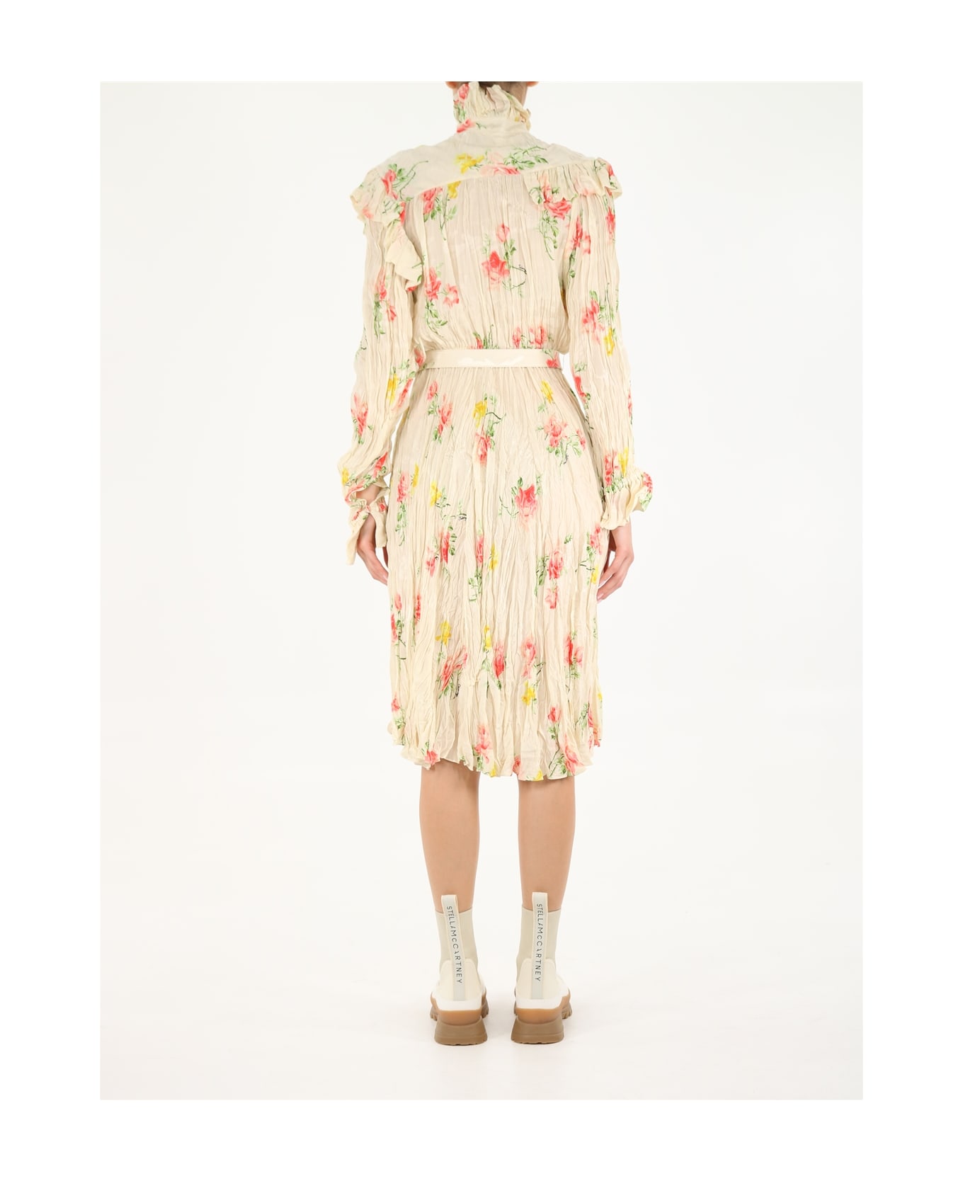 Balenciaga Off Shoulder Flower Dress - Multicolor