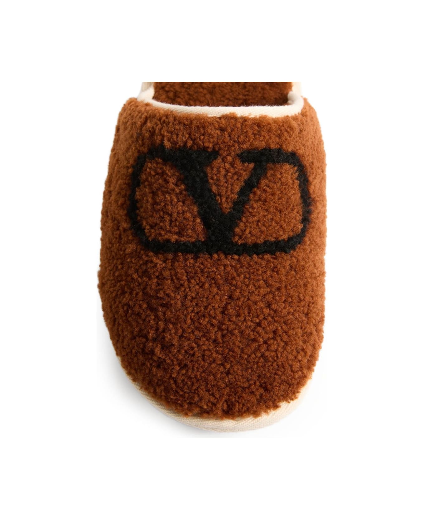 Valentino Garavani Ta Chambre Wool Slippers - Leather Brown