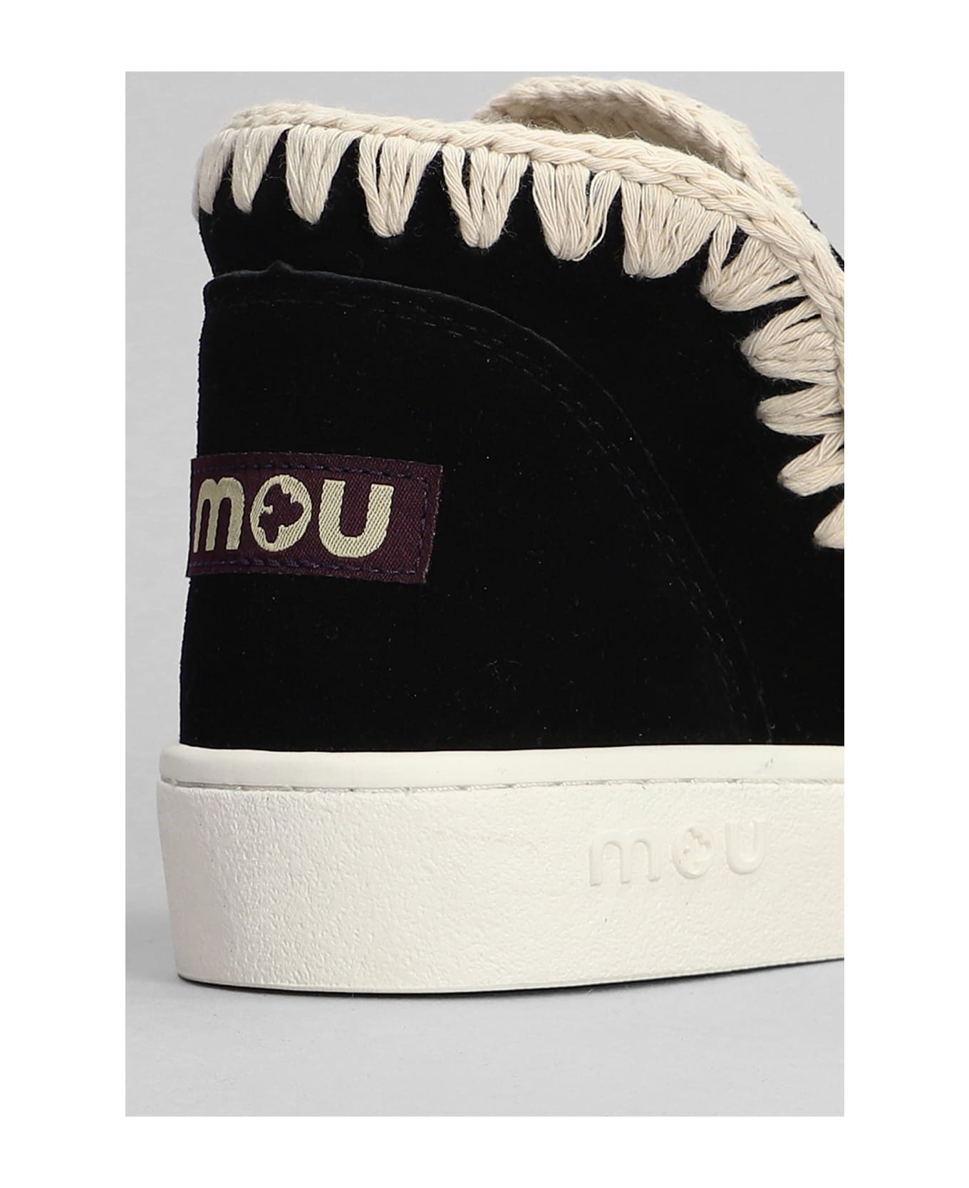 Mou Eskimo Sneaker Low Heels Ankle Boots In Black Suede - black
