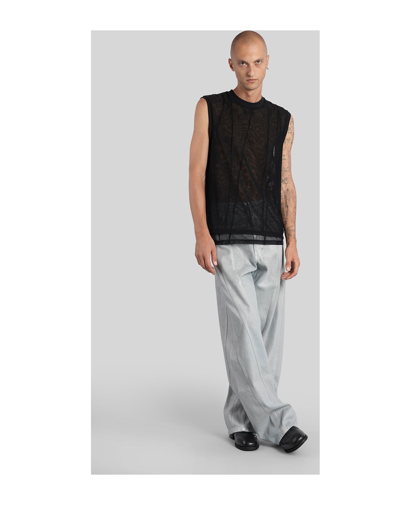 Mugler Tank Top In Black Polyamide - black