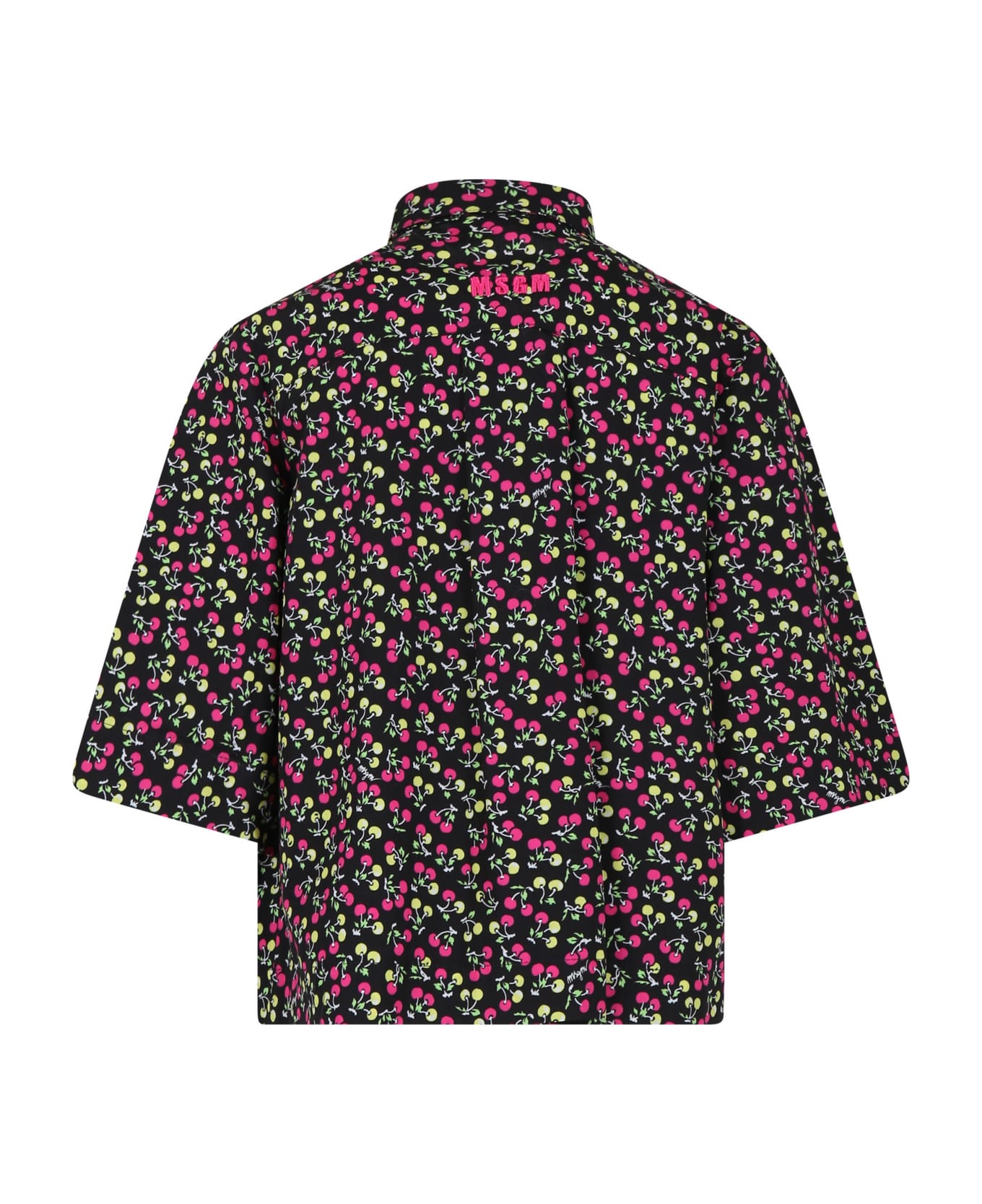 MSGM Black Shirt Fro Girl With Cherries Print - Black シャツ
