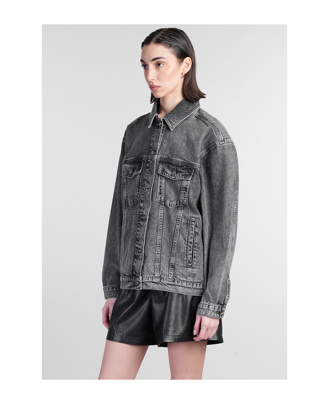Anine Bing Rory Denim Jackets In Grey Cotton - grey