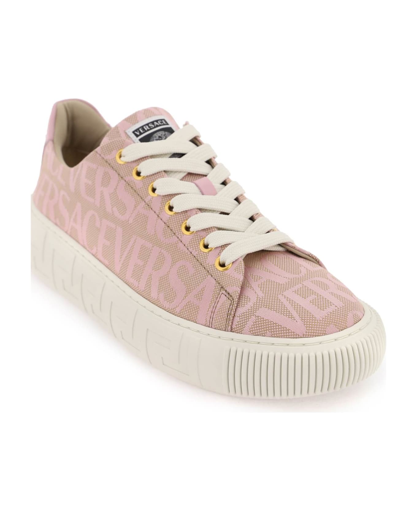 Versace Sneaker With Logo All-over - BEIGE BABY PINK NEW VERSA (Beige)