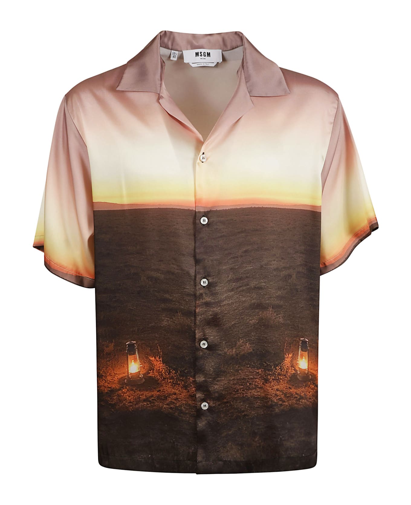 MSGM Printed Buttoned Short-sleeved Shirt - Multicolor