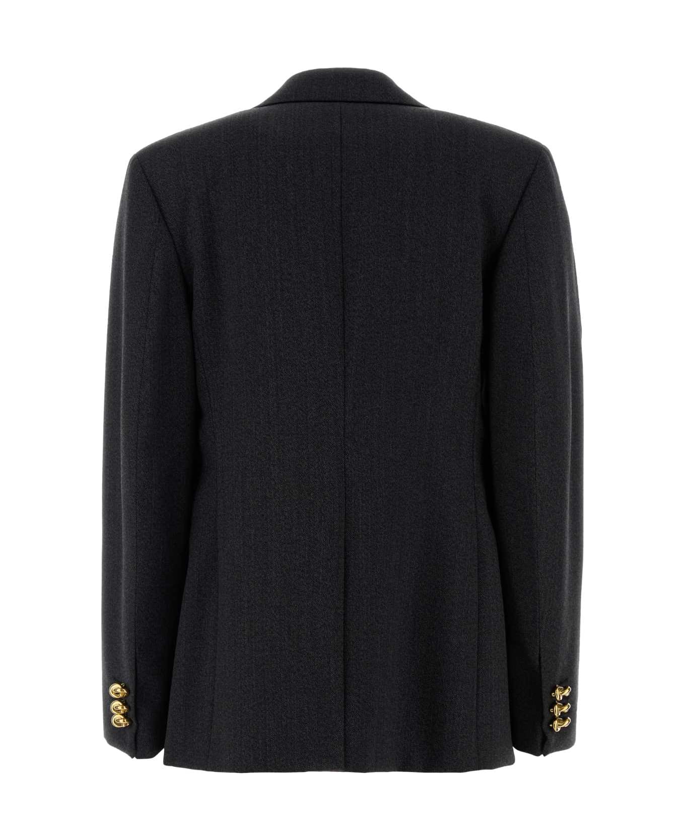 Bottega Veneta Charcoal Twill Blazer - BLACKCHARCOAL
