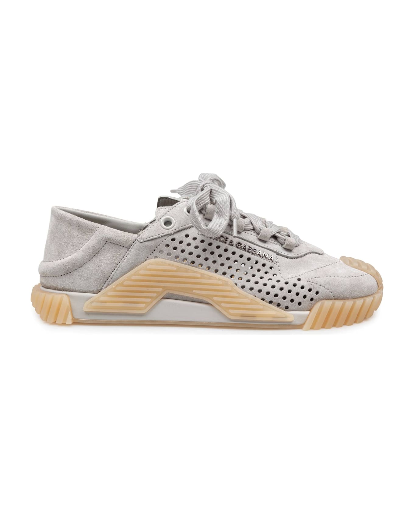 Dolce & Gabbana Ns1 Sneakers In Suede Color Grey - Alluminium