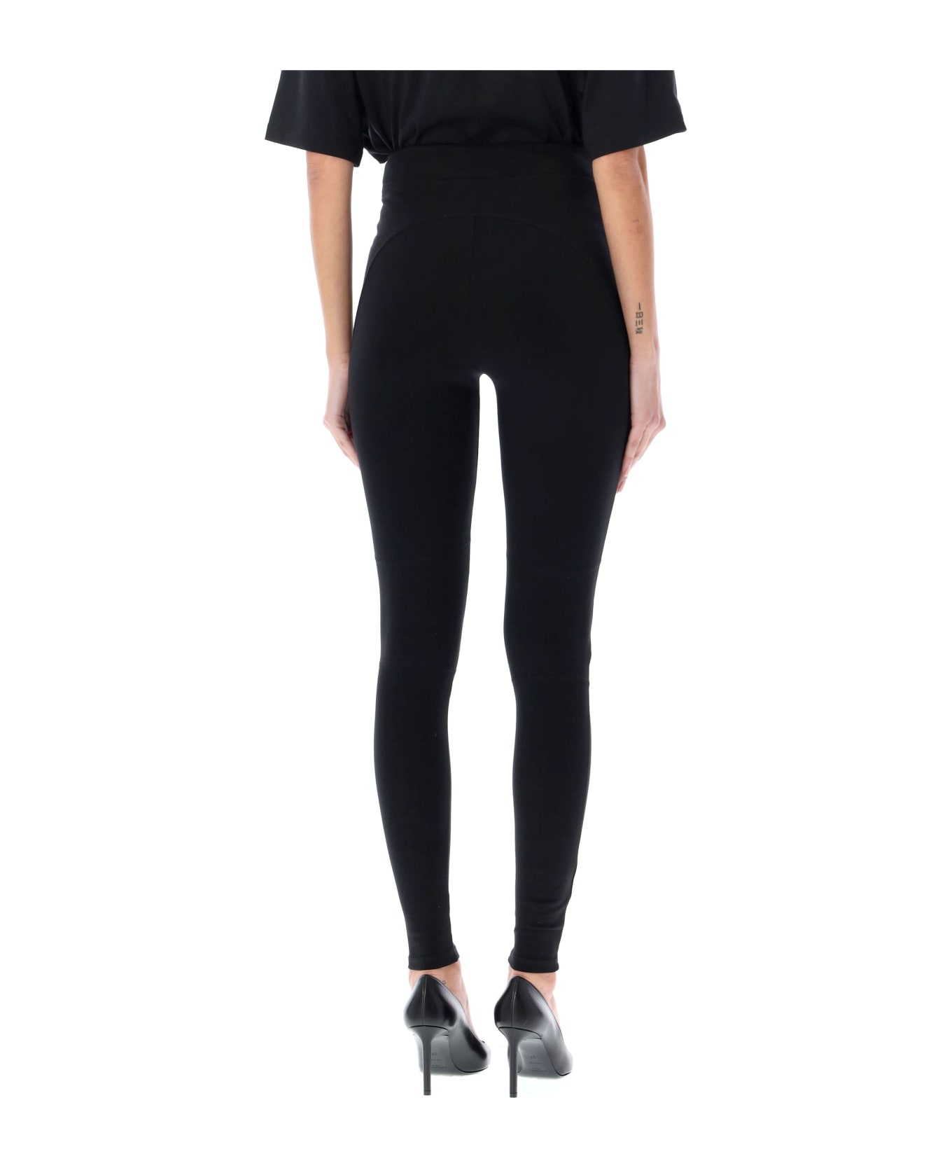 Balmain Knit Leggings With 6 Buttons - BLACK