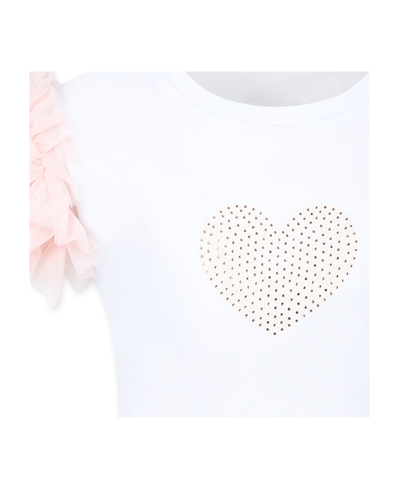 Billieblush White T-shirt For Girl With Heart - White