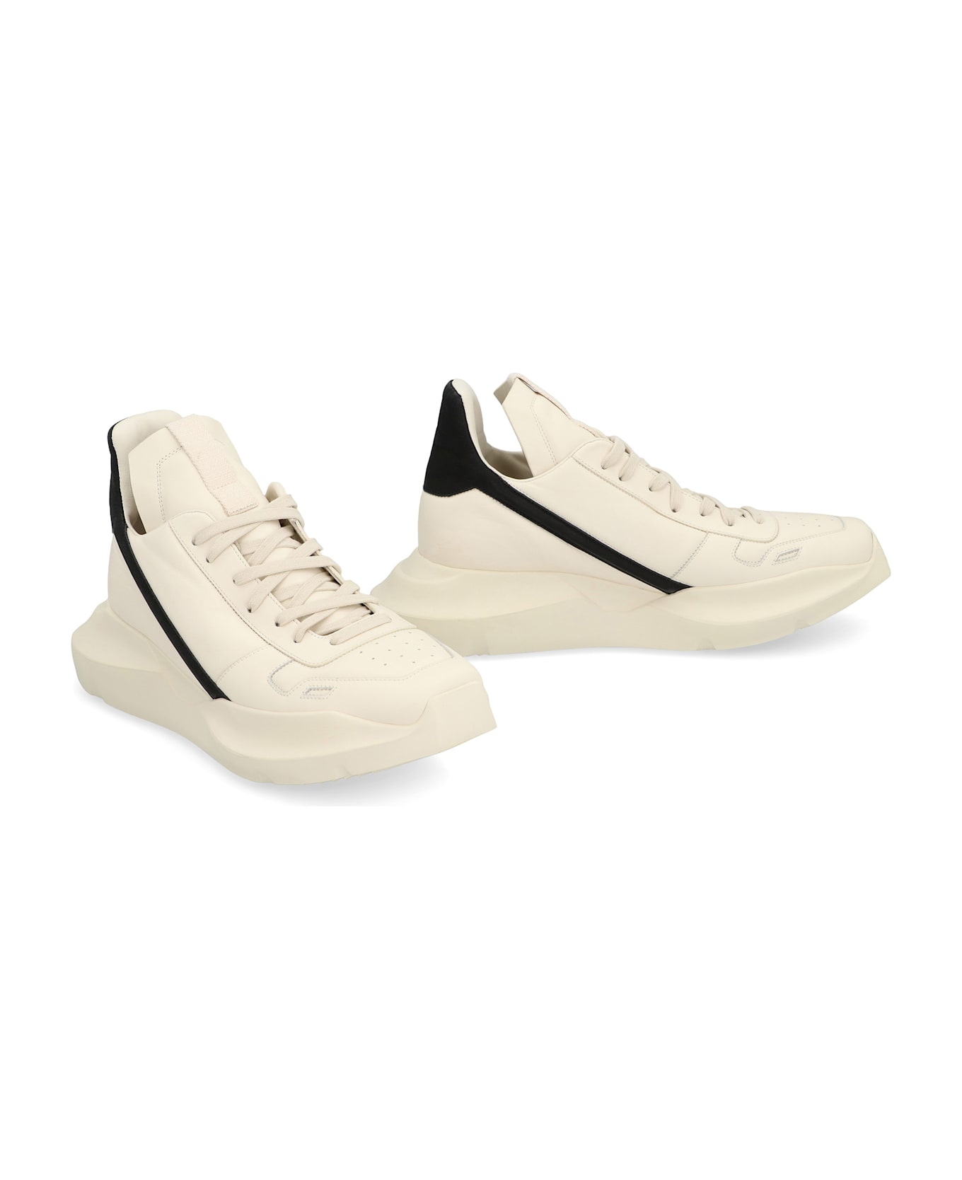 Rick Owens Geo Geth Leather High-top Sneakers - panna