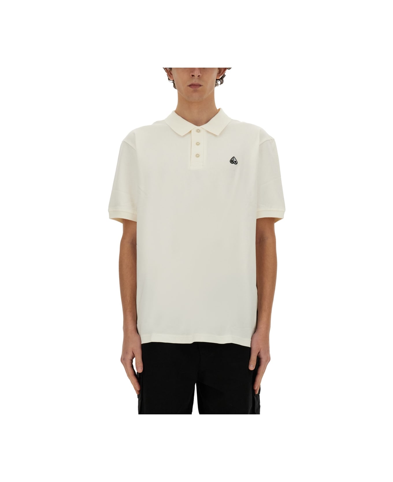 Moose Knuckles Polo With Logo Patch - WHITE