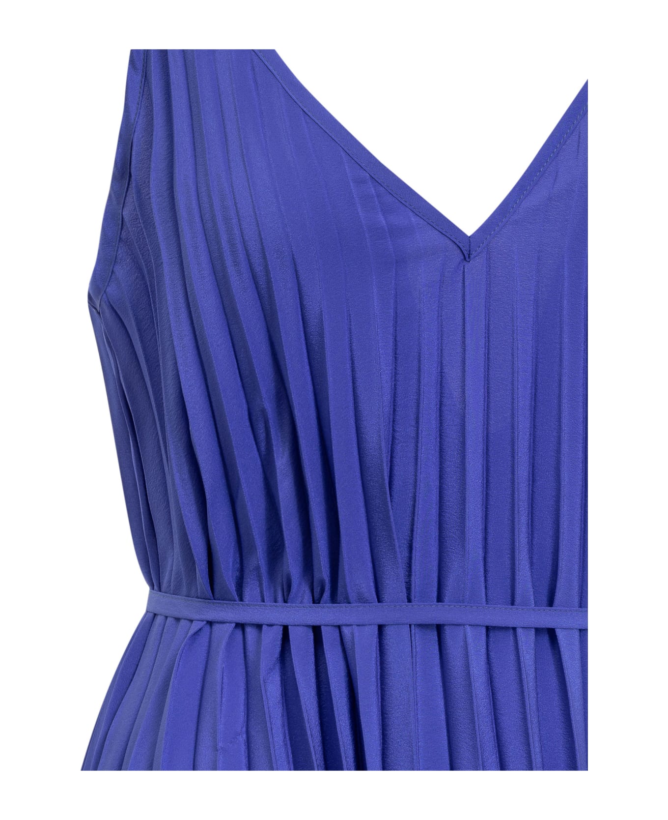 Parosh V-neck Palmer Pleated Maxi Dress - BLUETTE