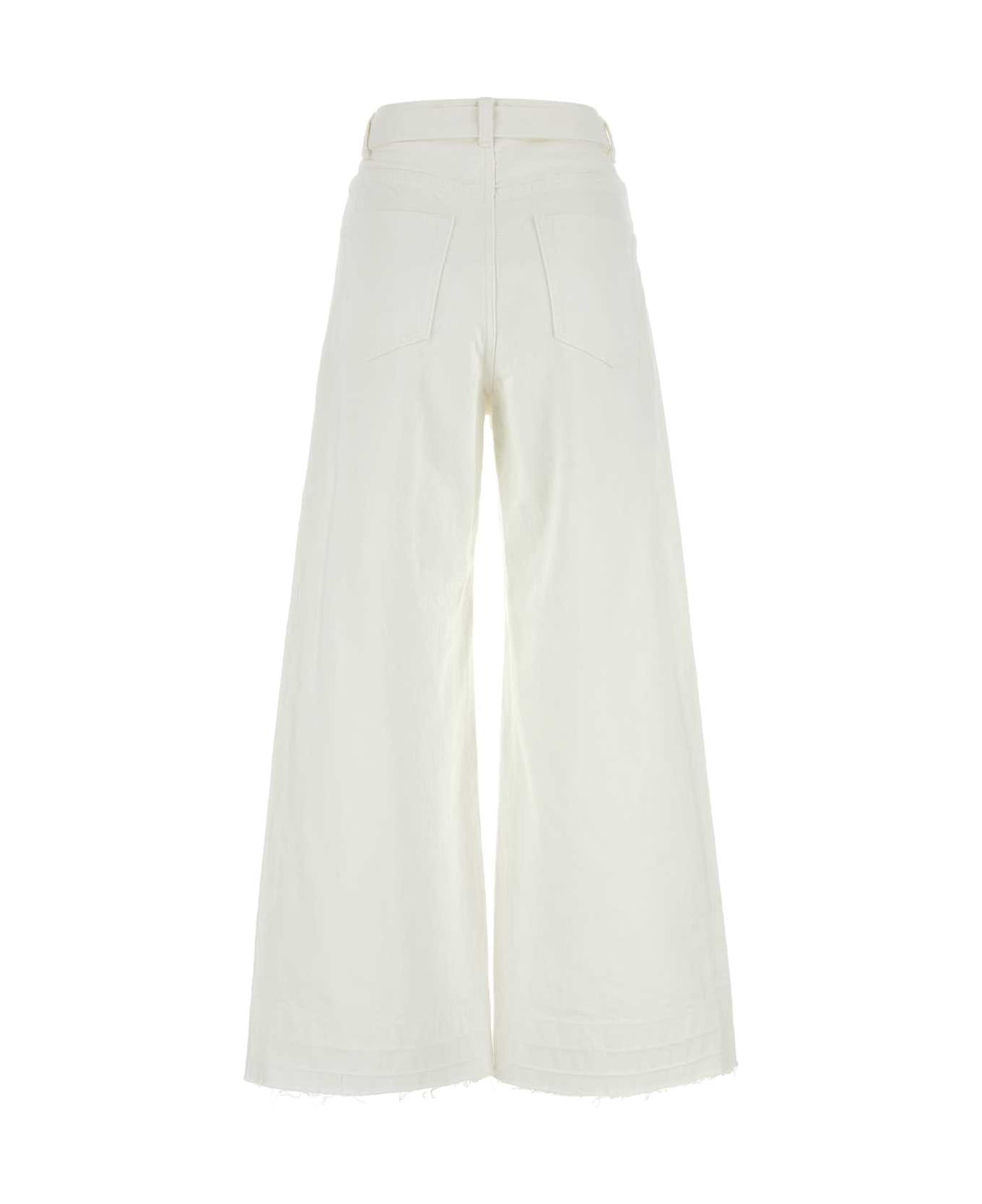 Sacai White Denim Wide-leg Jeans - OFFWHITE