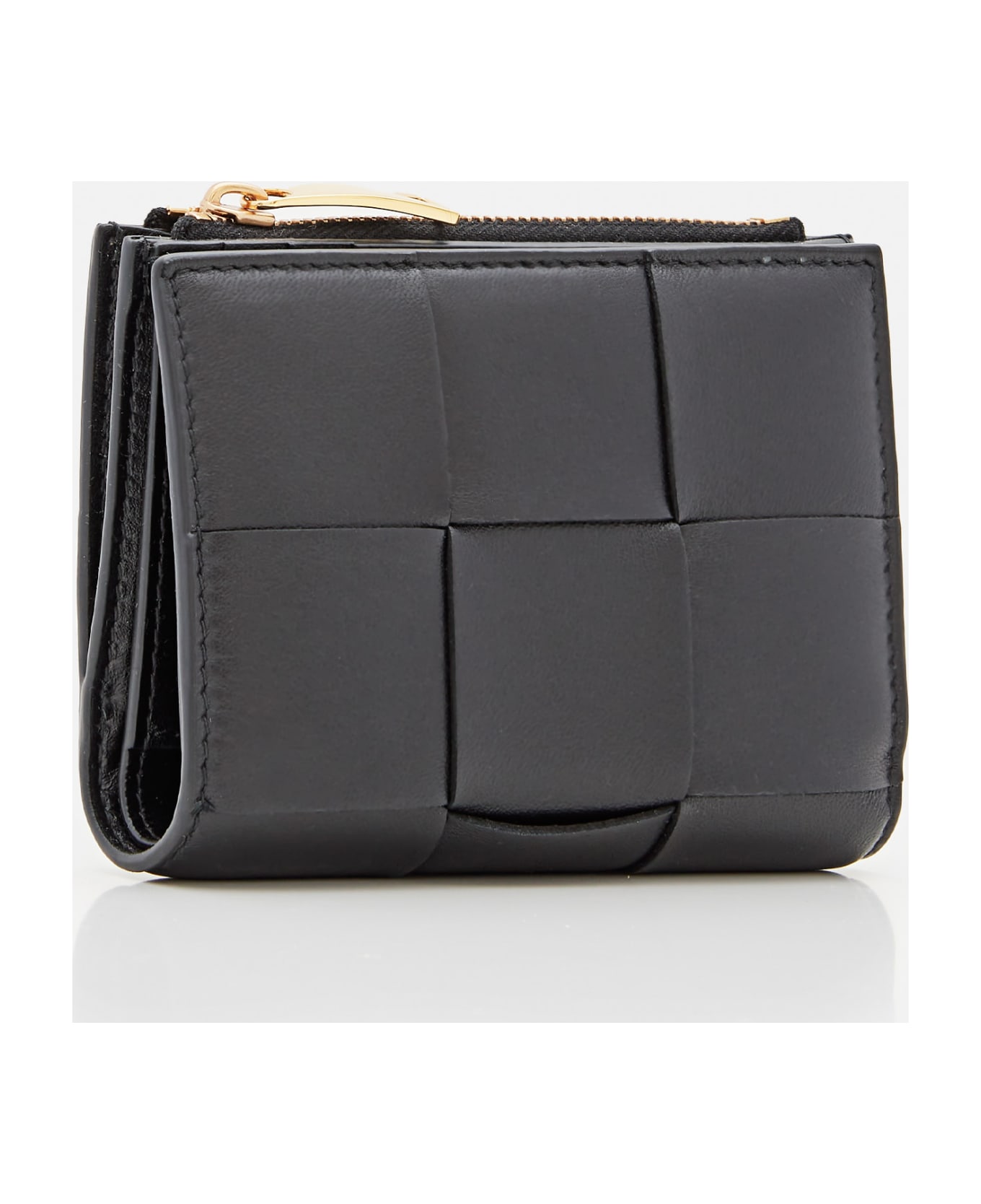 Bottega Veneta Bi-fold Leather Zip Wallet - Black 財布