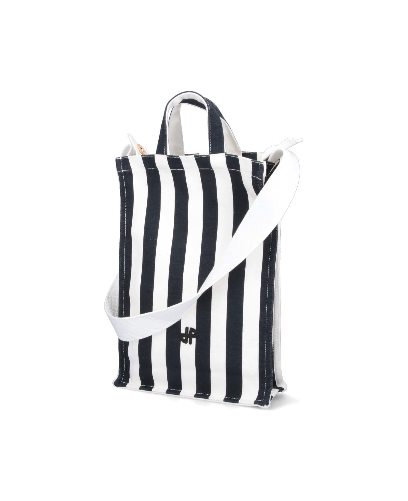 Patou Striped Tote Bag - Black   トートバッグ