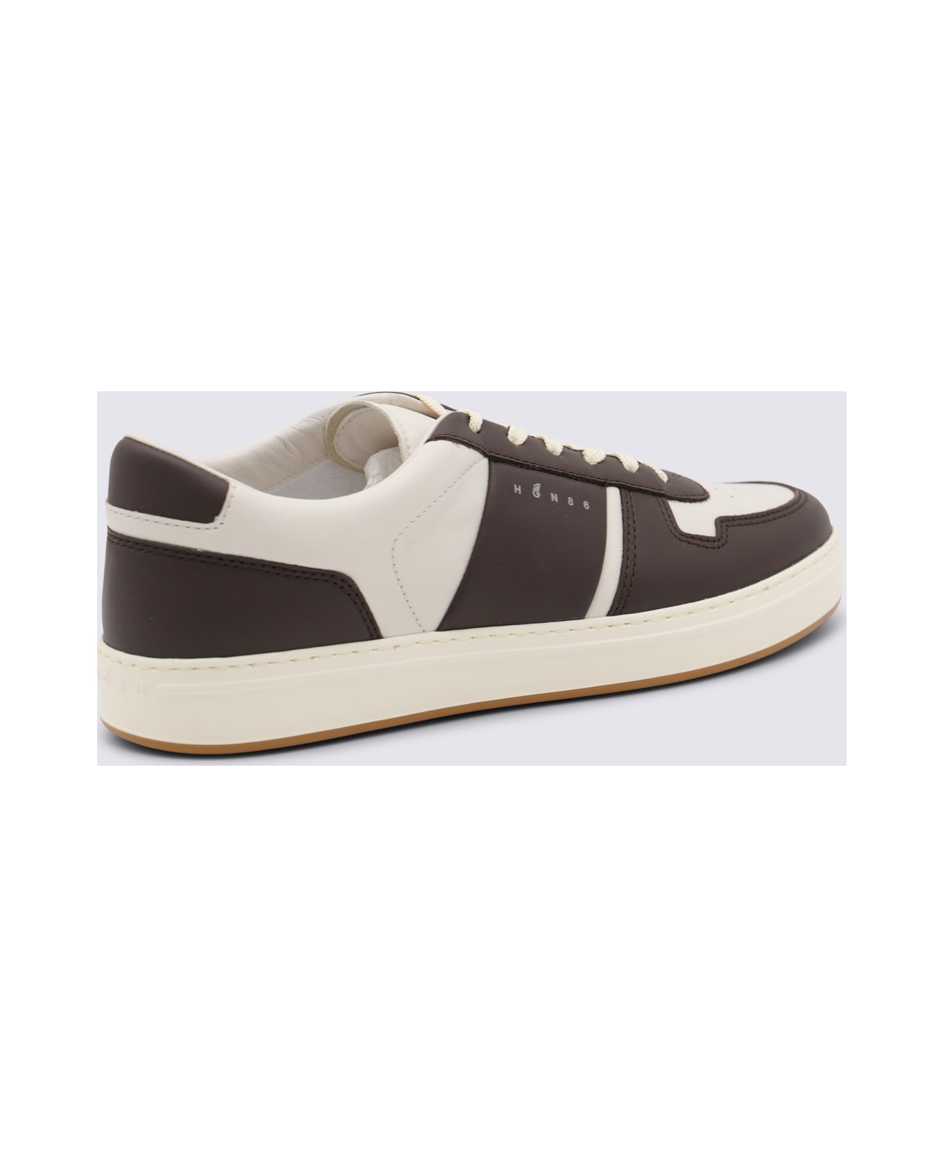 Hogan Brown Leather Sneakers - BROWN-white