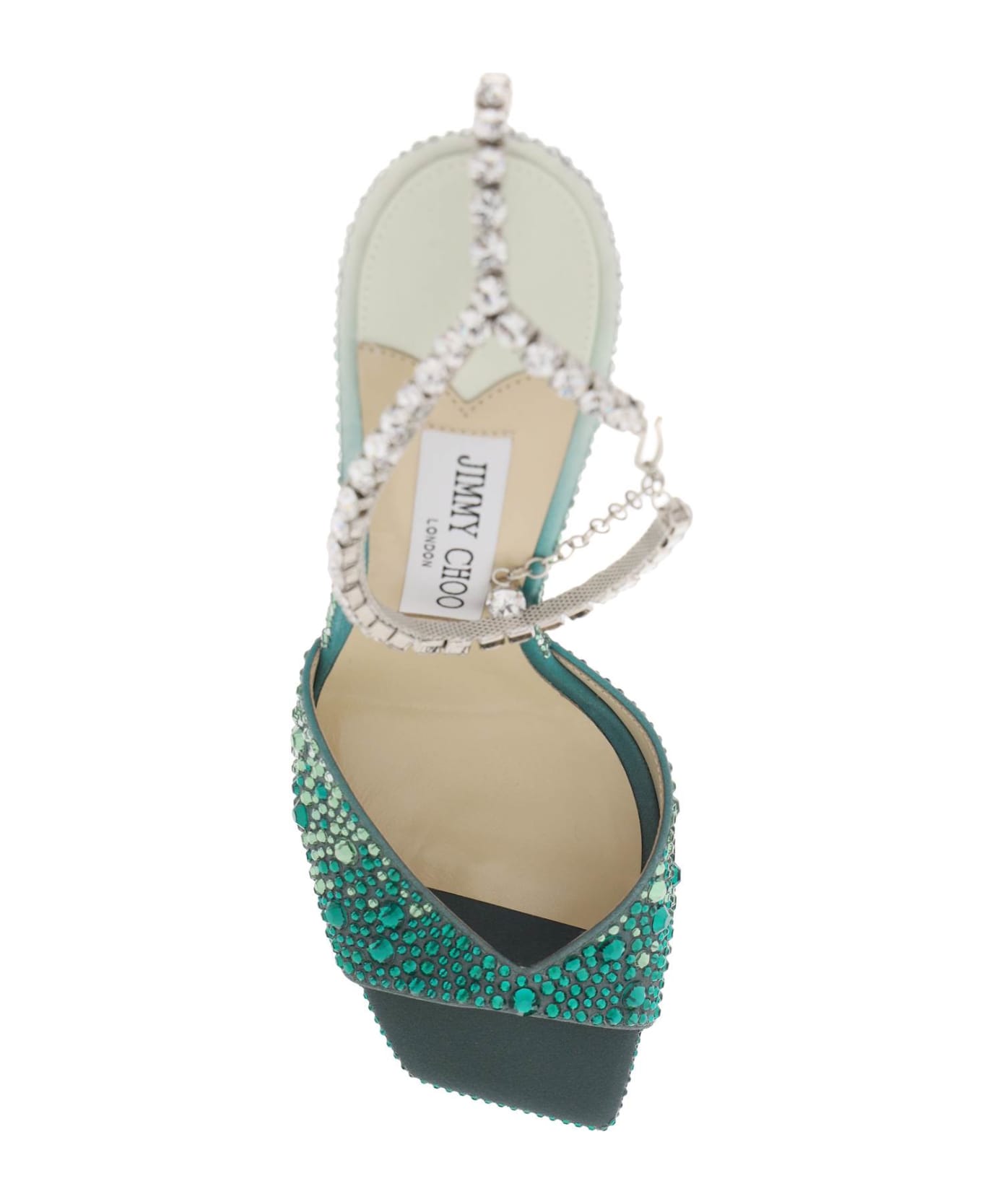 Jimmy Choo Saeda 100 Sandals With Degradé Crystals - EMARALD CRYSTAL (Green) サンダル