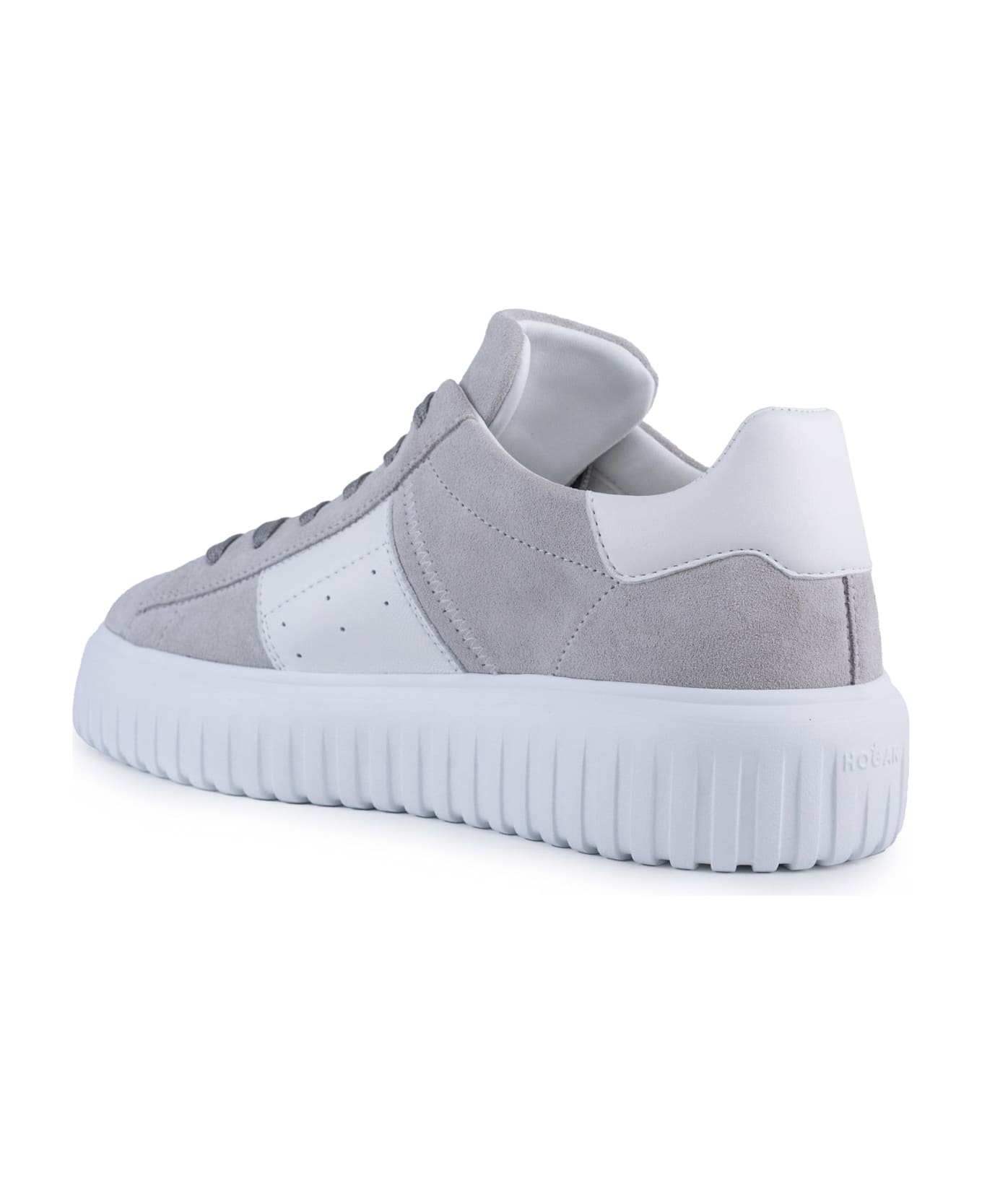Hogan H-stripes Sneakers In Leather - Grigio