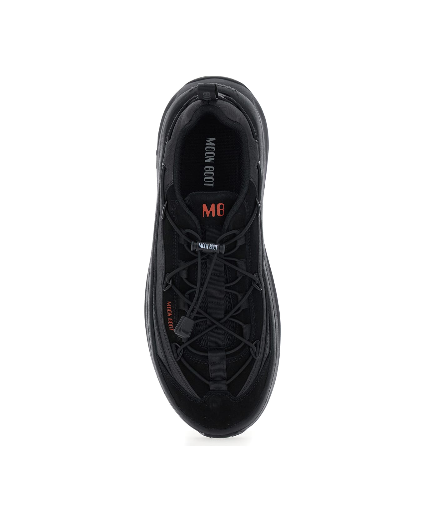 Moon Boot 
moon 247
 Black Low Top Sneakers With Logo On The Tongue In Leather And Fabric Blend Woman - Black