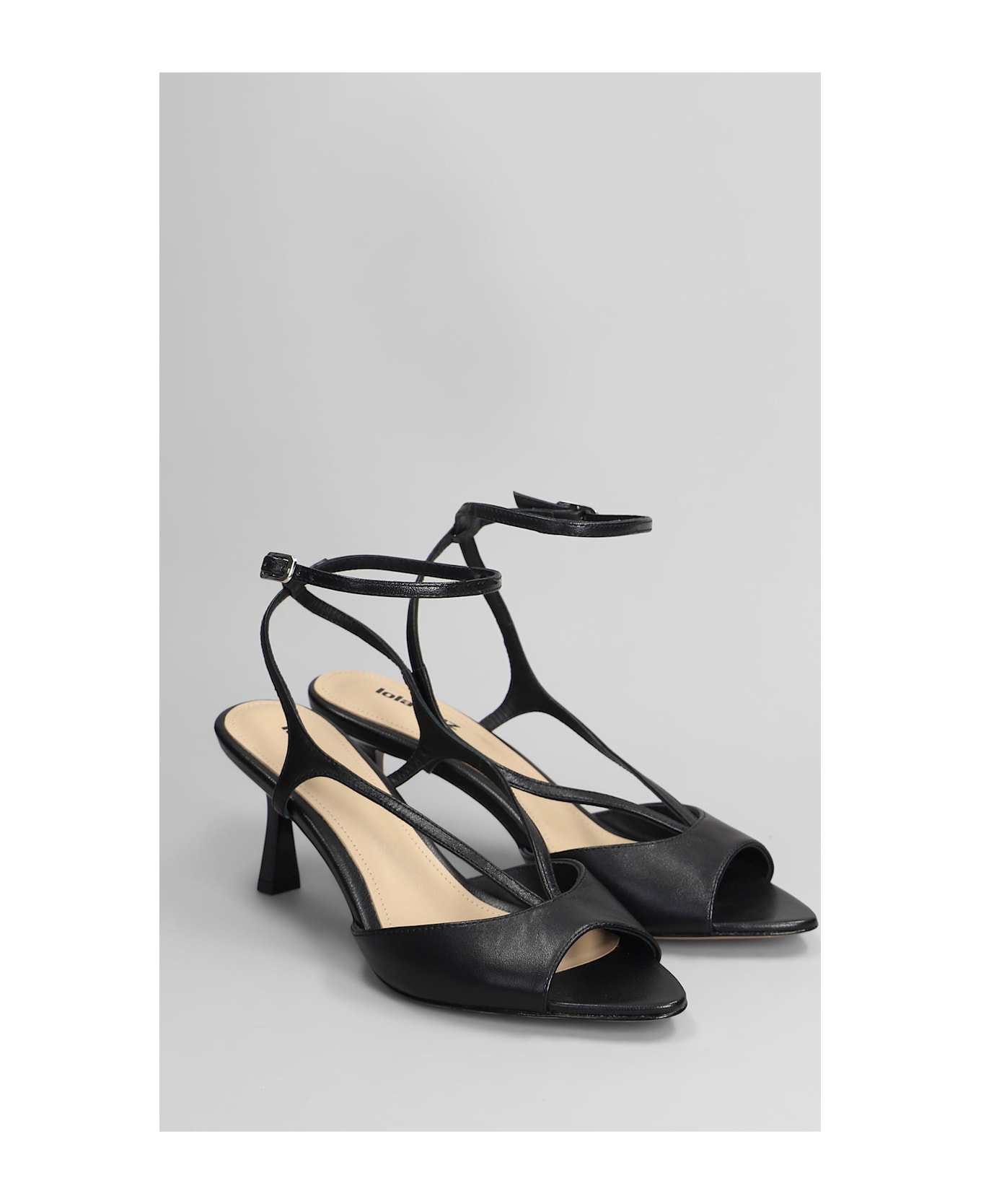 Lola Cruz Streep 65 Sandals In Black Leather - black