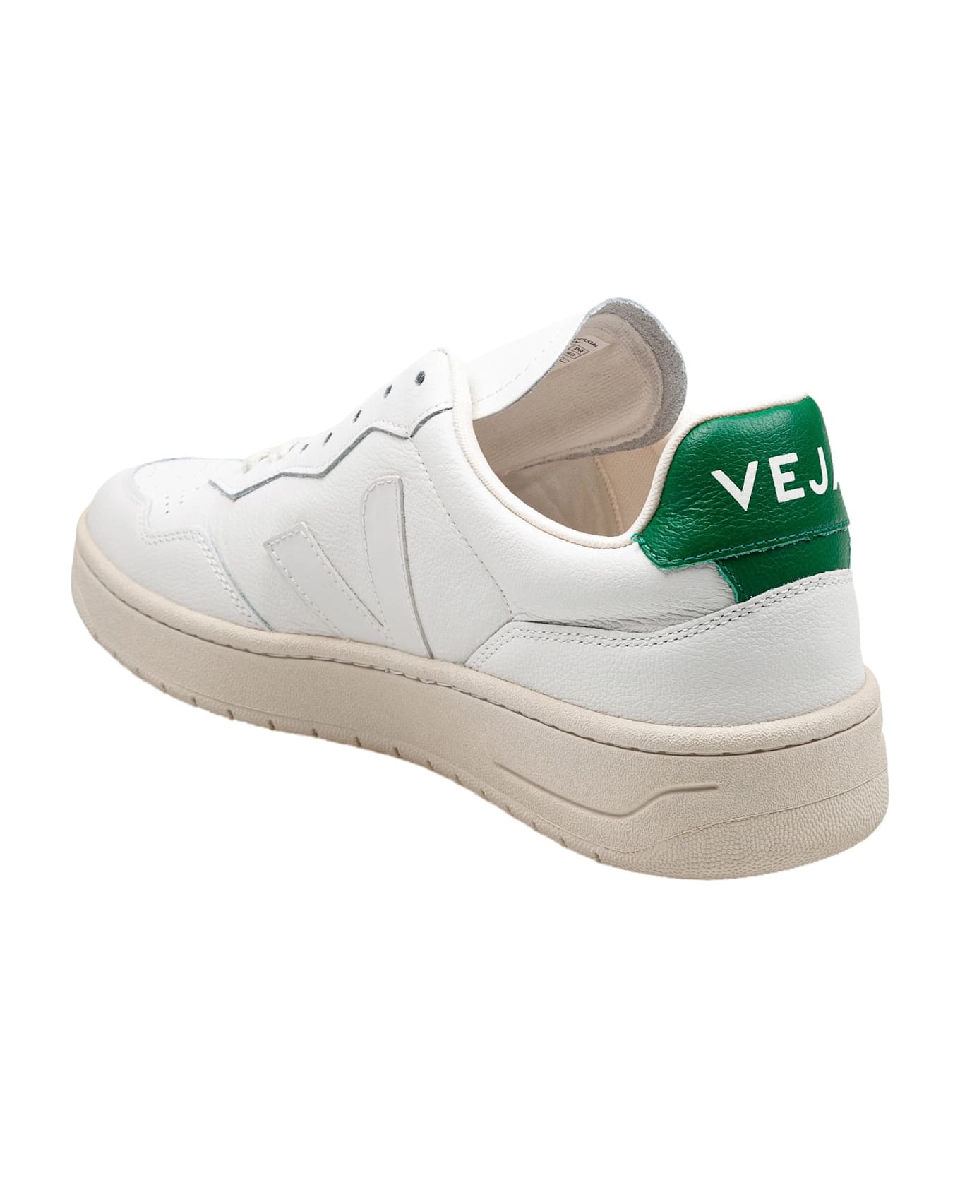 Veja Sneakers V 90 In Leather Color White/green - WHT/GREEN