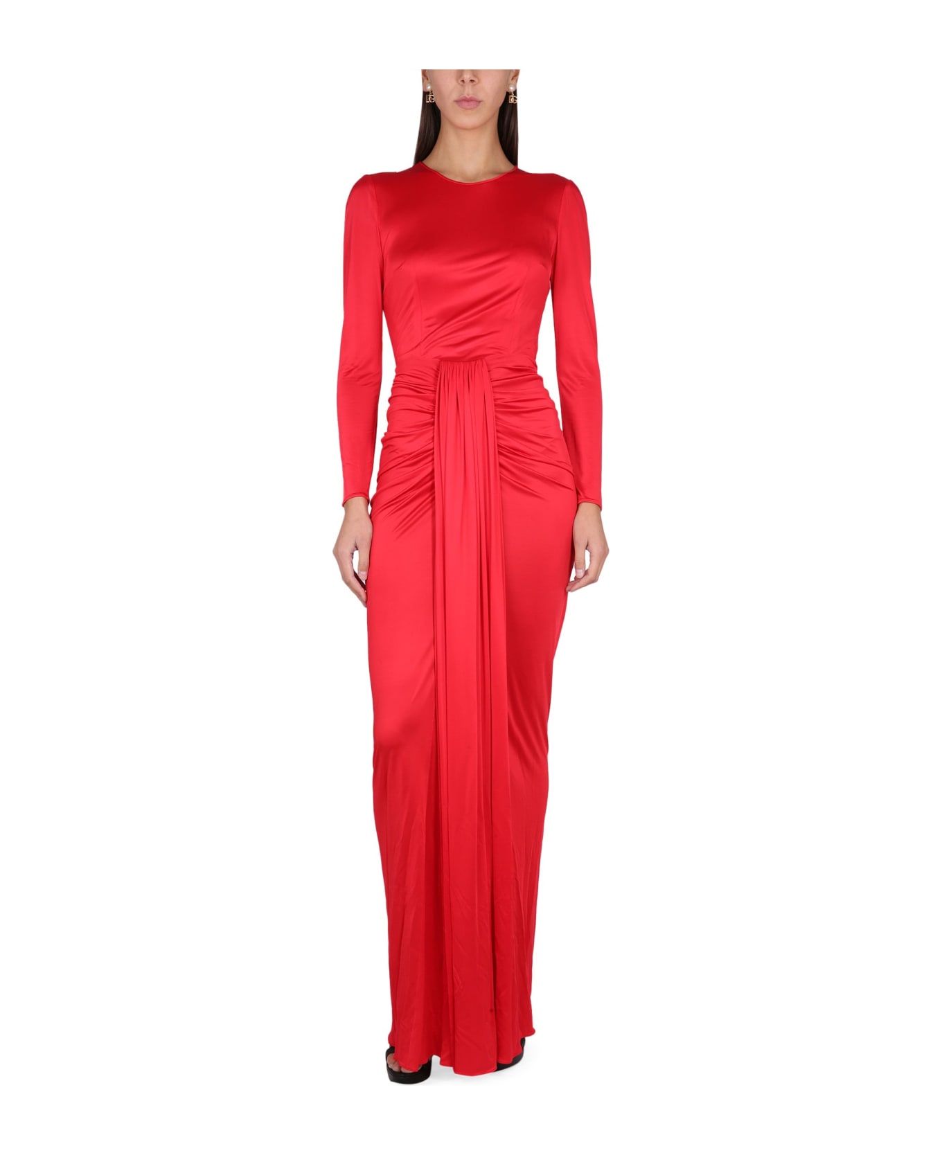 Dolce & Gabbana Dress With Drape - ROSSO