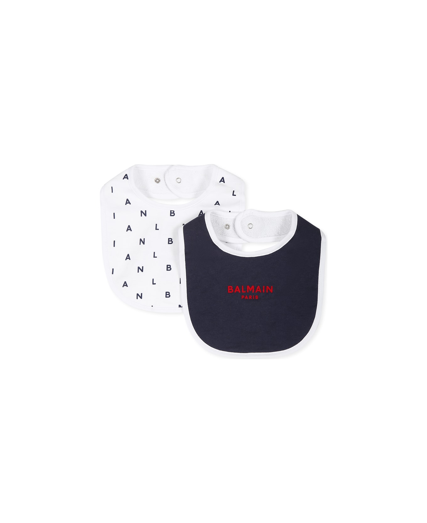 Balmain White Bib Set For Baby Kids With Logo - White