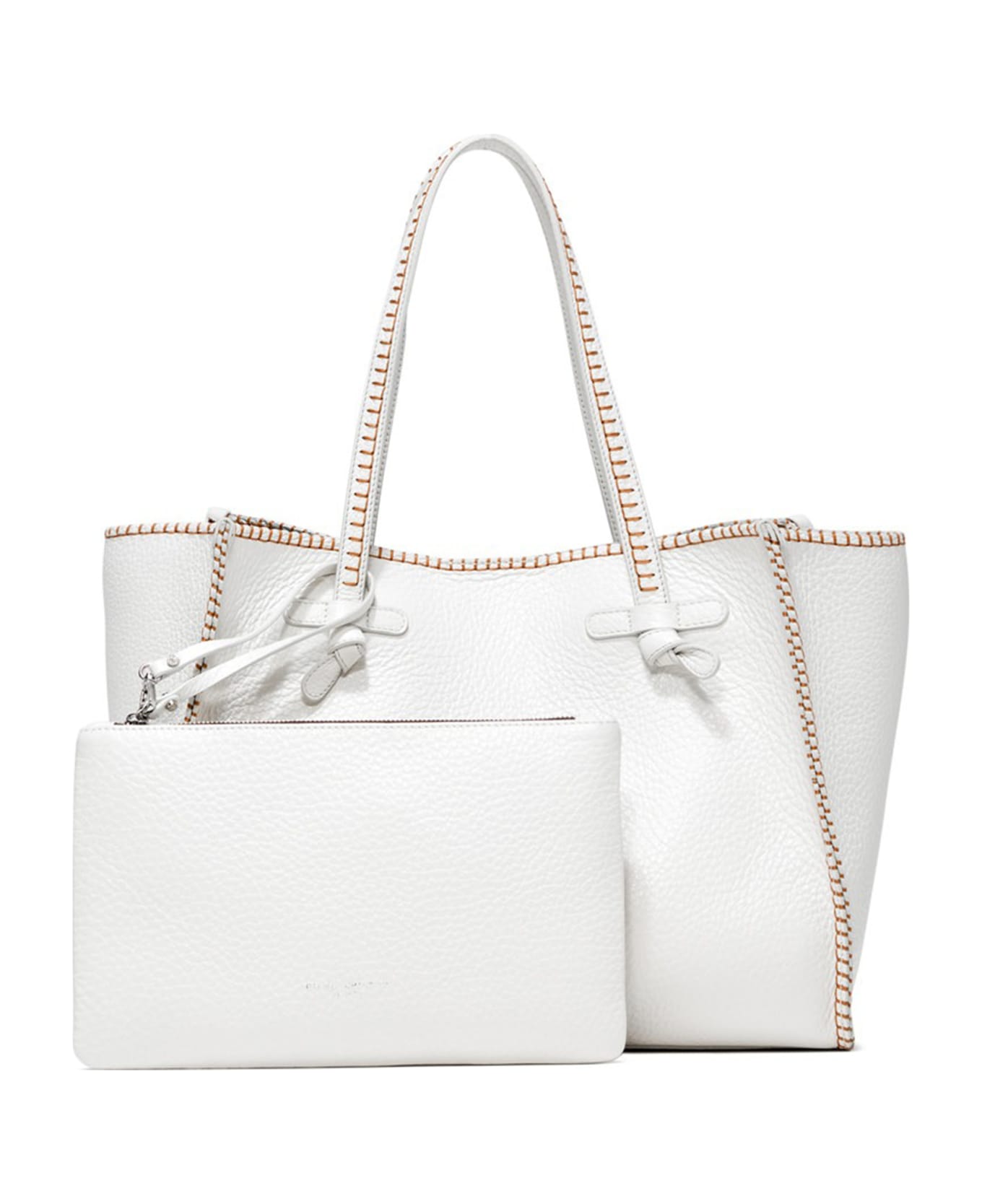 Gianni Chiarini White Marcella Shopping Bag In Bubble Leather - BIANCO トートバッグ