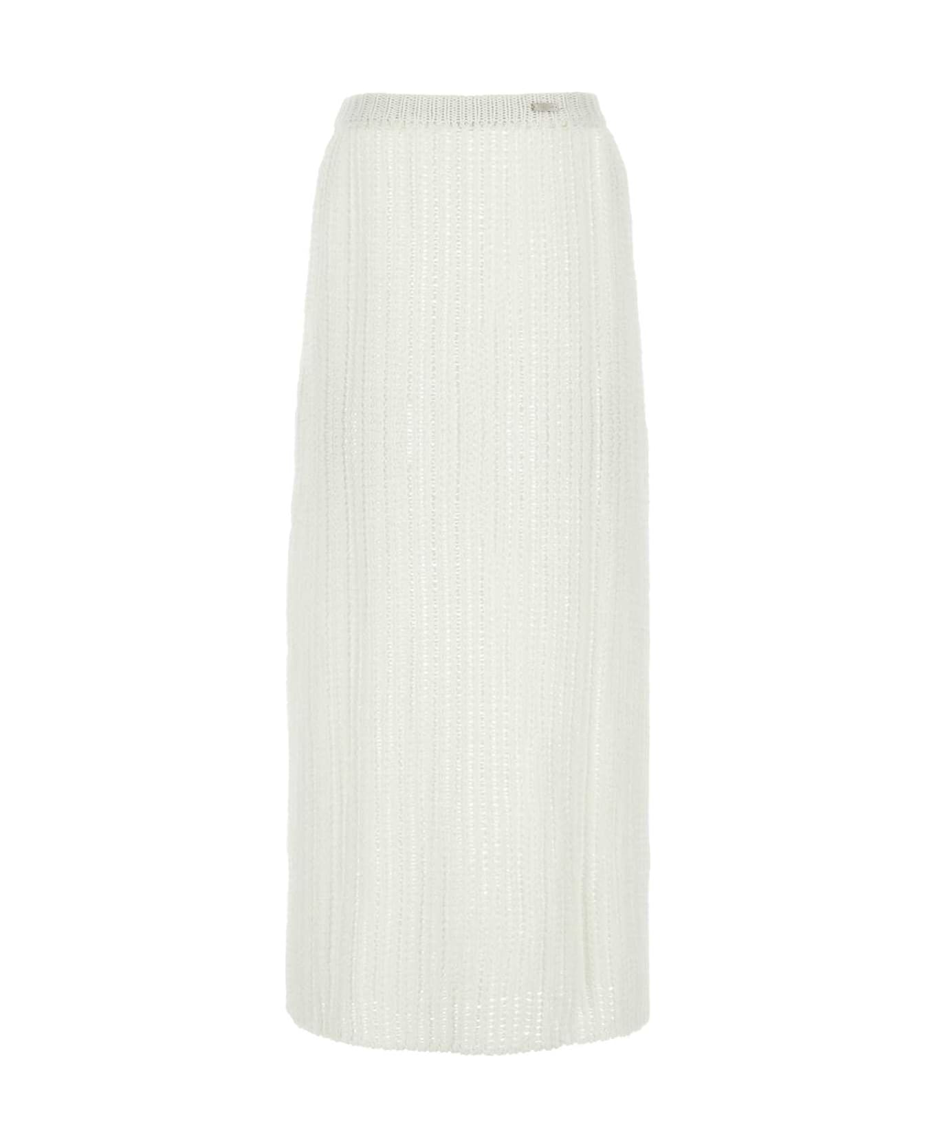 Ferragamo White Cotton Skirt - BIANCO