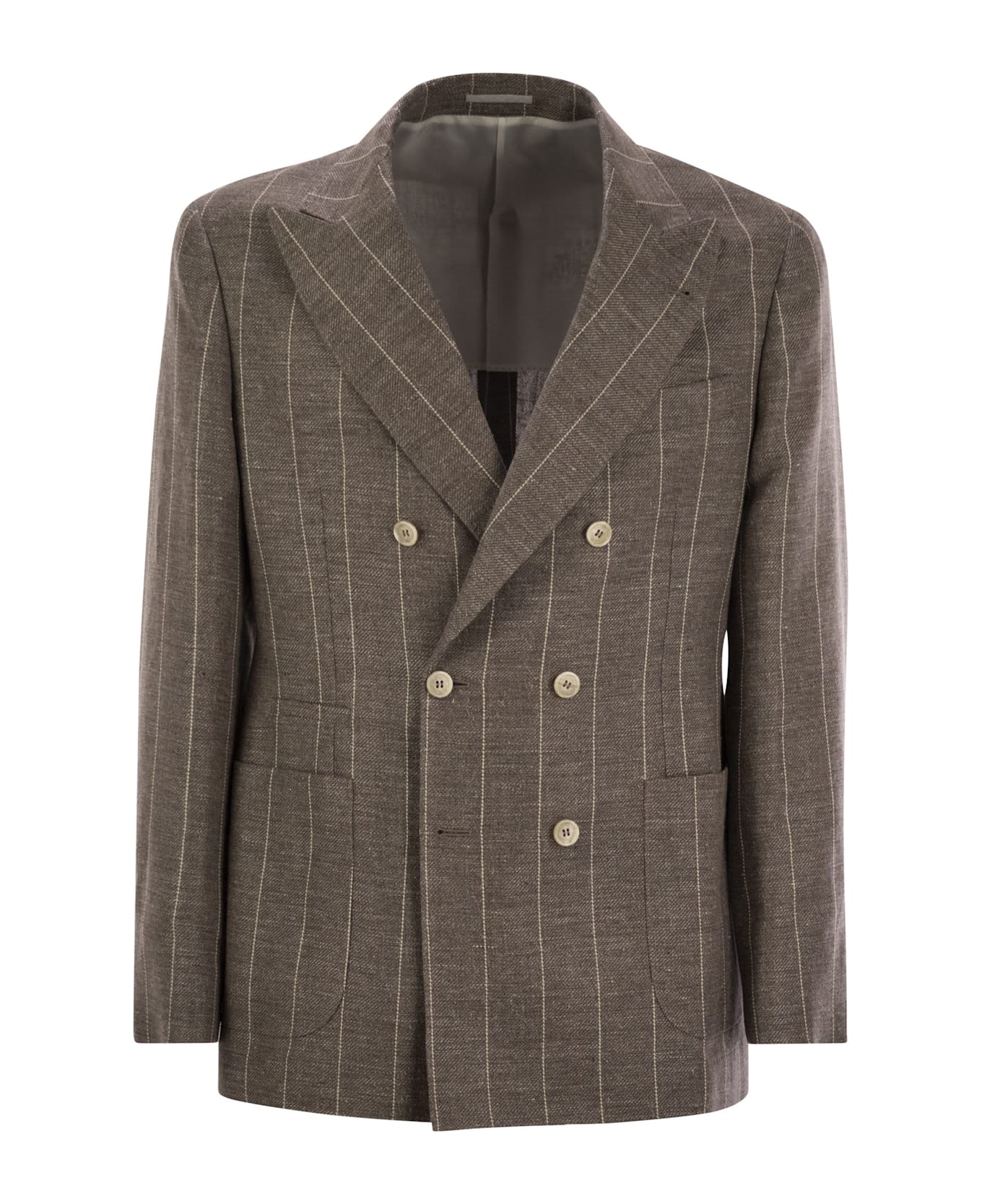 Brunello Cucinelli Deconstructed One-and-a-half-breasted Pinstripe Jacket - Brown
