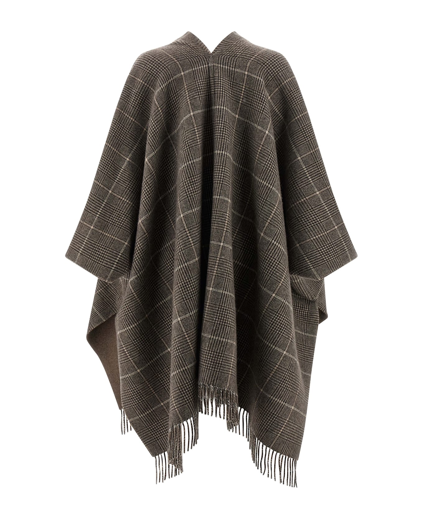 Brunello Cucinelli Cashmere Reversible Poncho - Brown