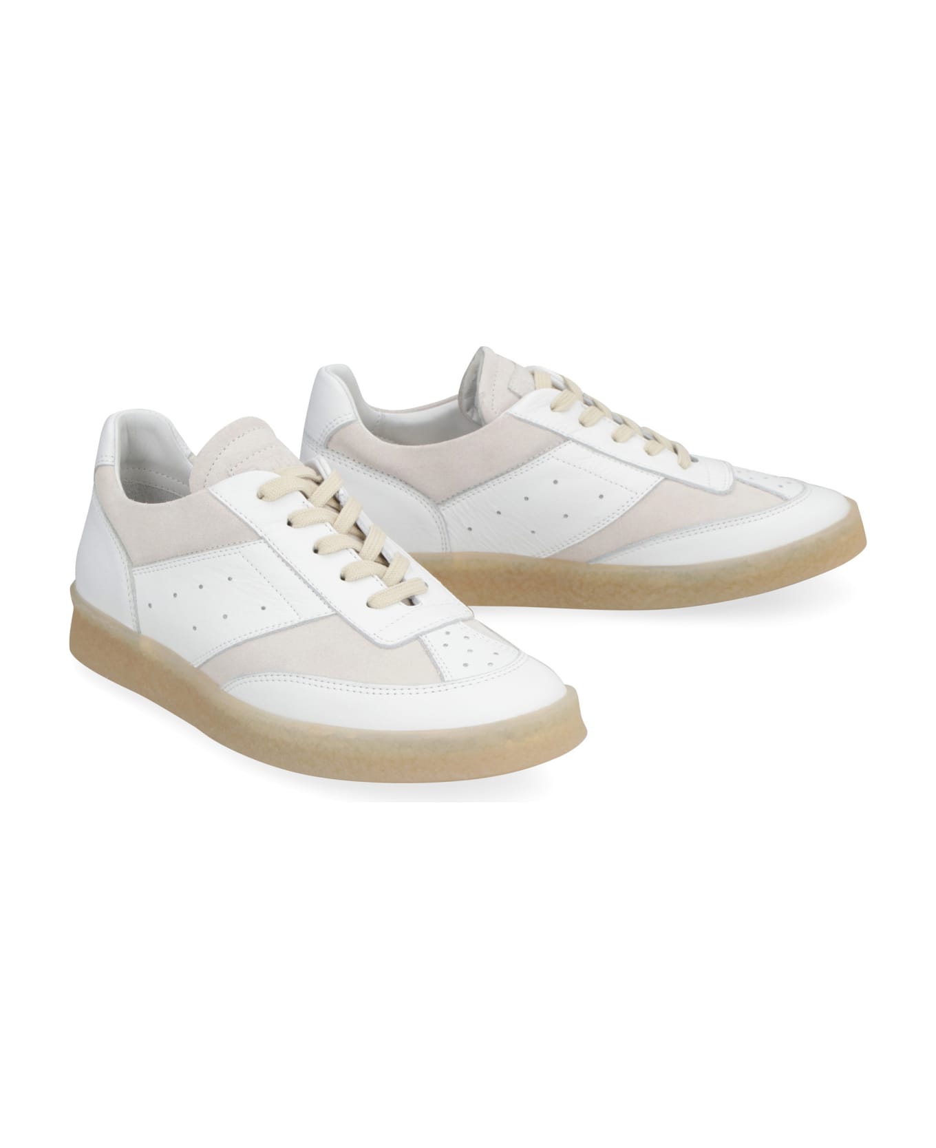 MM6 Maison Margiela Leather And Suede Sneakers - White
