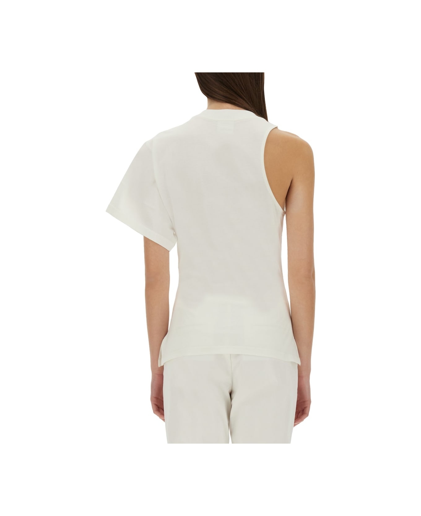 Courrèges One-shoulder T-shirt In Scuba - HERITAGE WHITE
