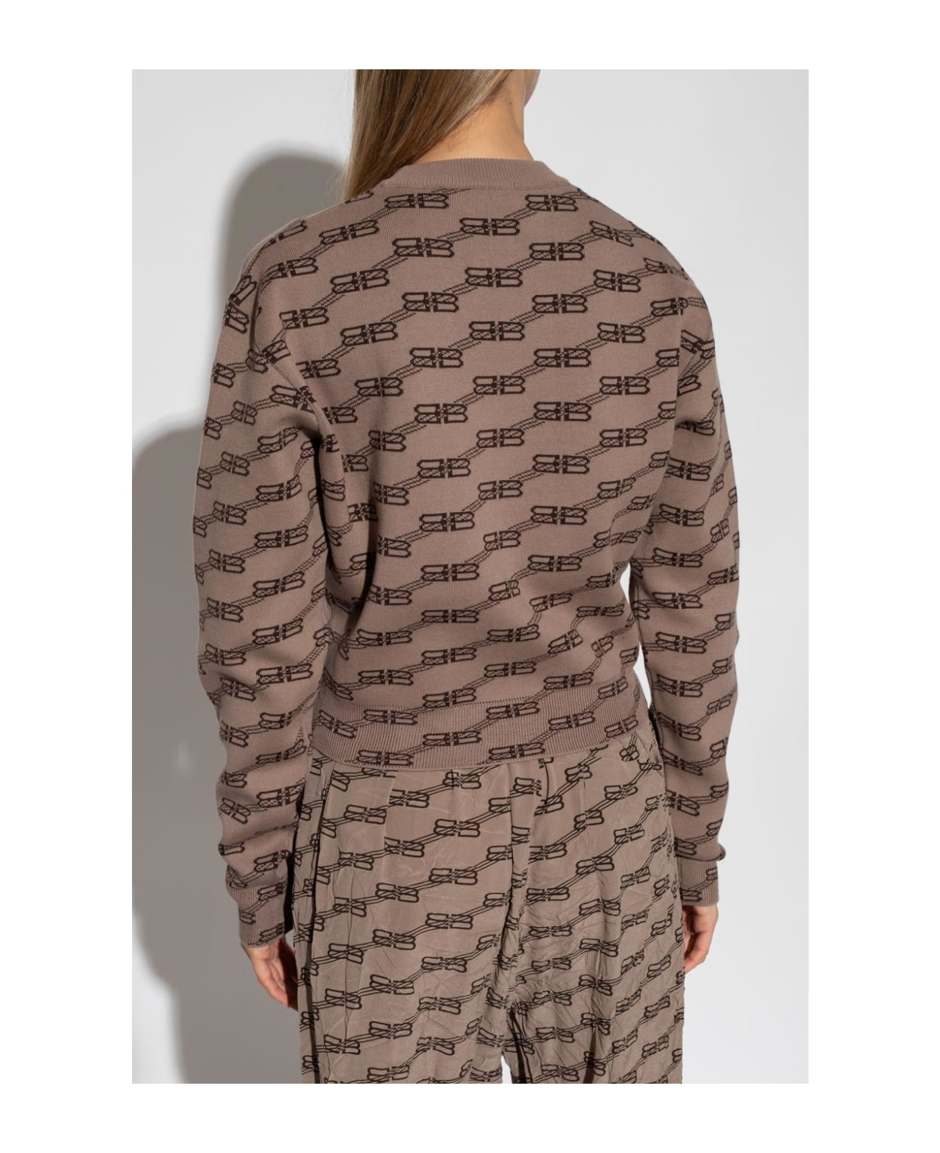 Balenciaga Sweater With Monogram - Beige/brown