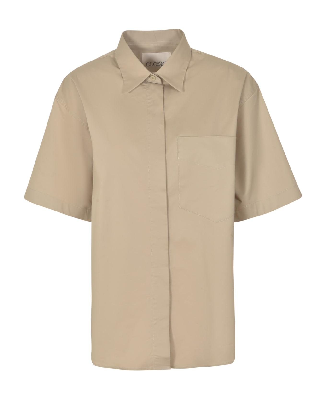Closed Short-sleeved Plain Shirt - Washed Shore