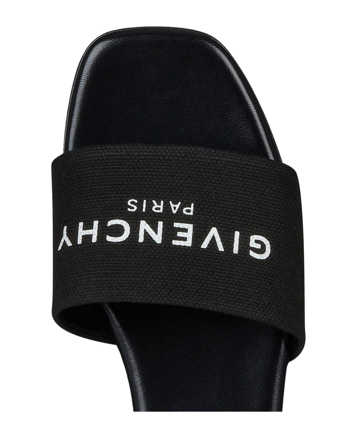Givenchy 4g Flat Mules In Black Canvas - Black