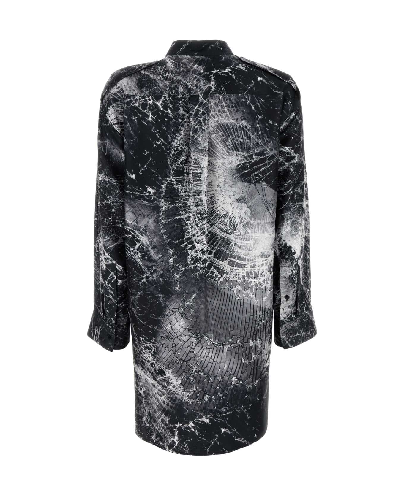 Alexander McQueen Printed Silk Shirt Dress - Black