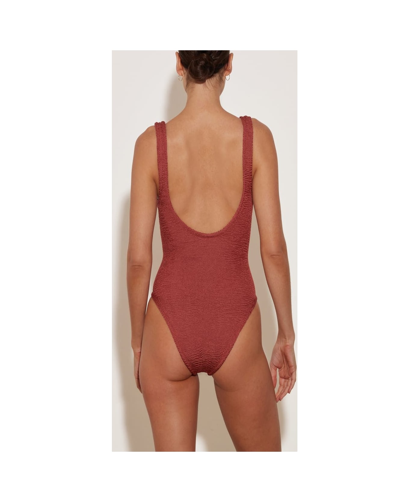 Hunza G "celine" Swim With Tonal Hoops - Rose