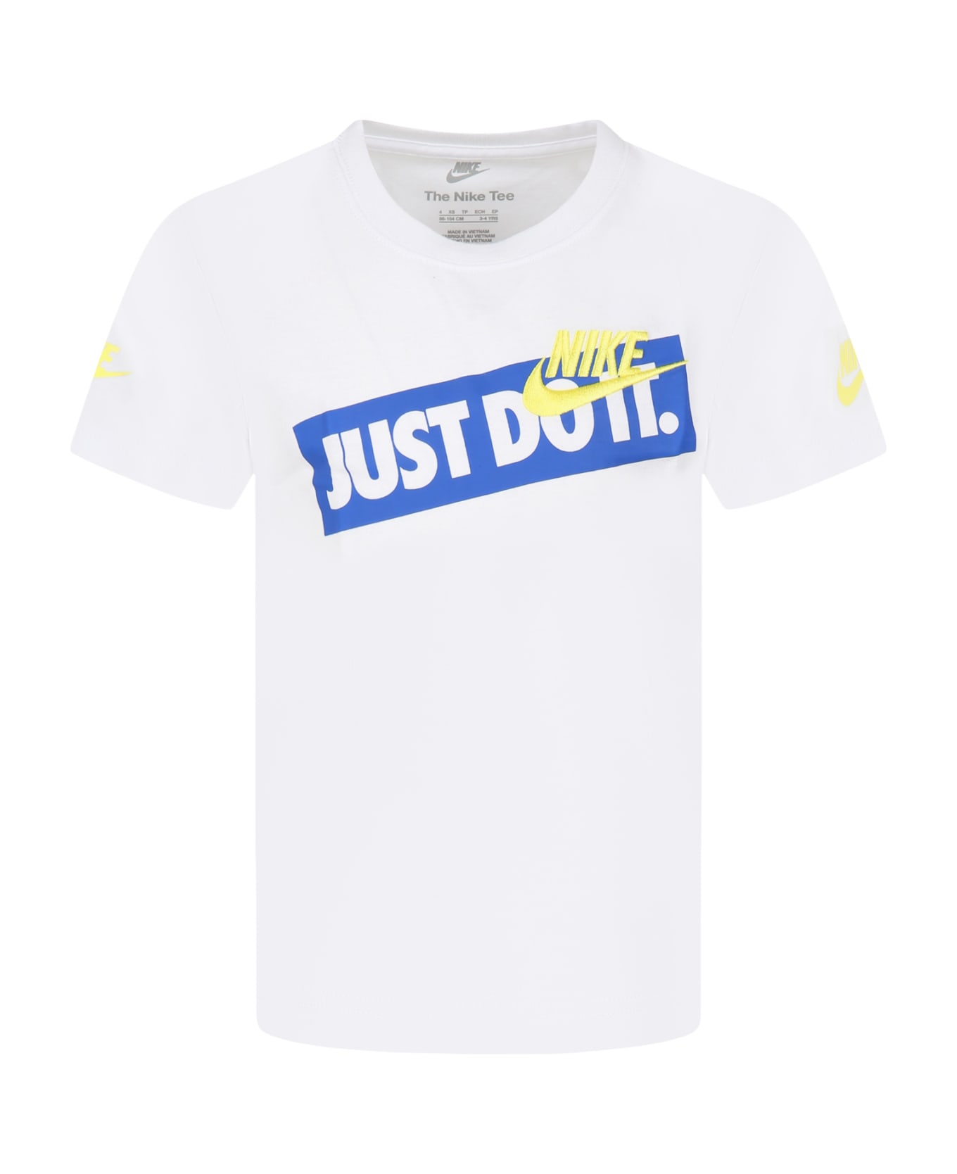 Nike White T-shirt For Boy With Logo And "just Do It" Writing - White
