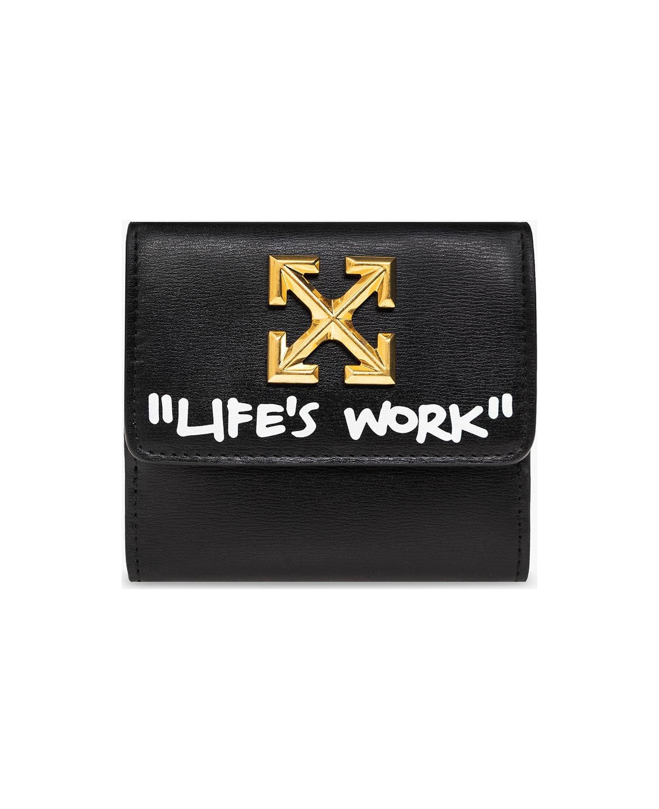Off-White Logo Plaque Snapped Wallet - Nero