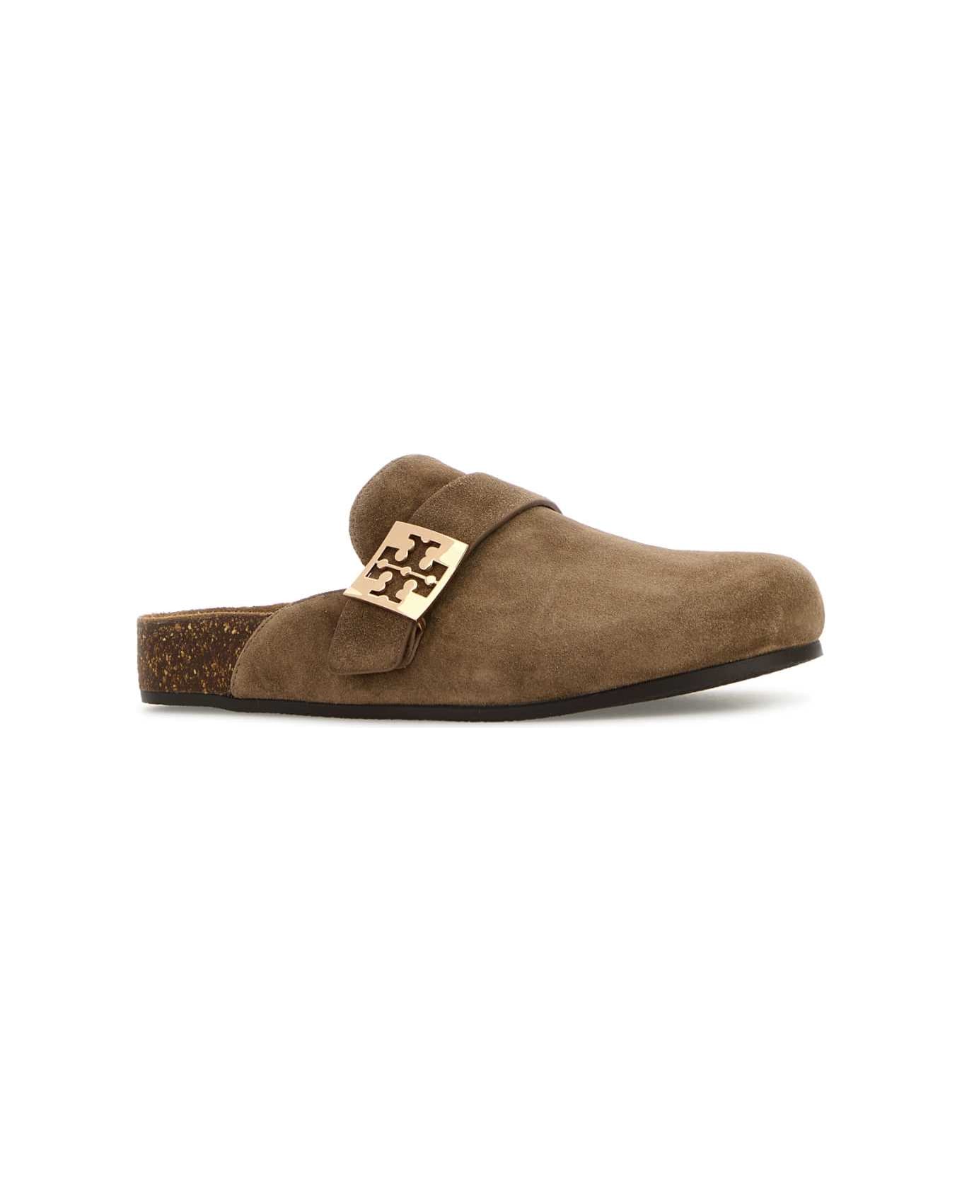 Tory Burch Beige Suede Mellow Slippers - RIVERROCKGOLD フラットシューズ