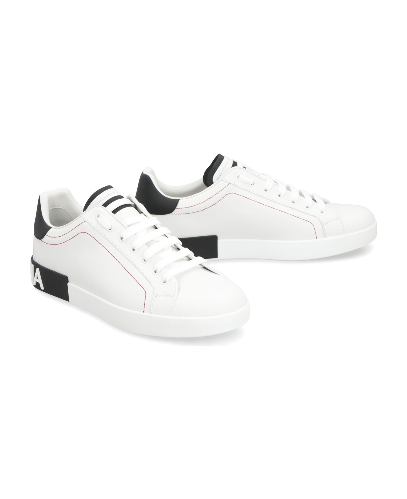 Dolce & Gabbana Portofino Leather Low-top Sneakers - White スニーカー