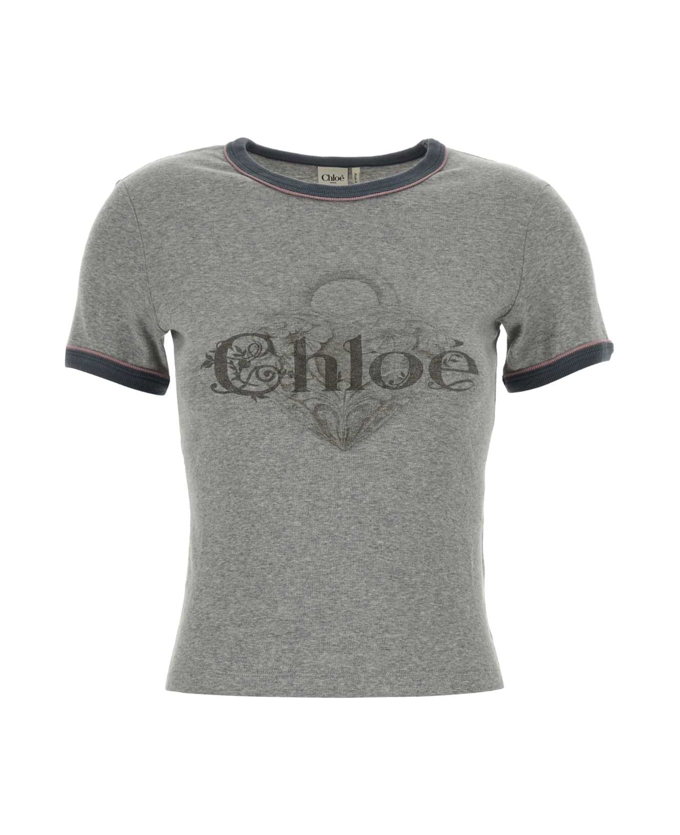 Chloé Grey Cotton T-shirt - NEUTRALGREY