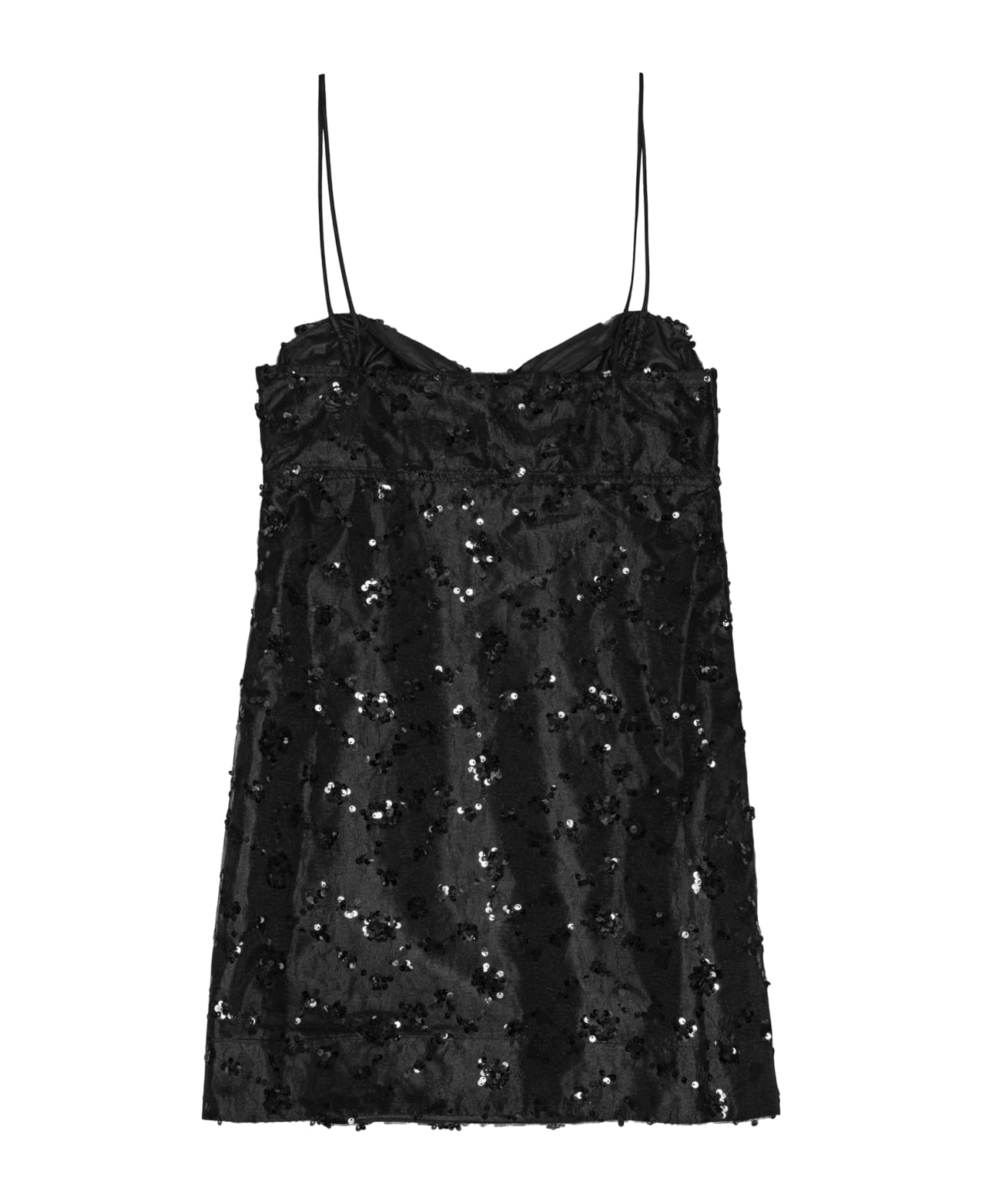 Ganni Sequin Lace Mini Dress - Black キャミソール