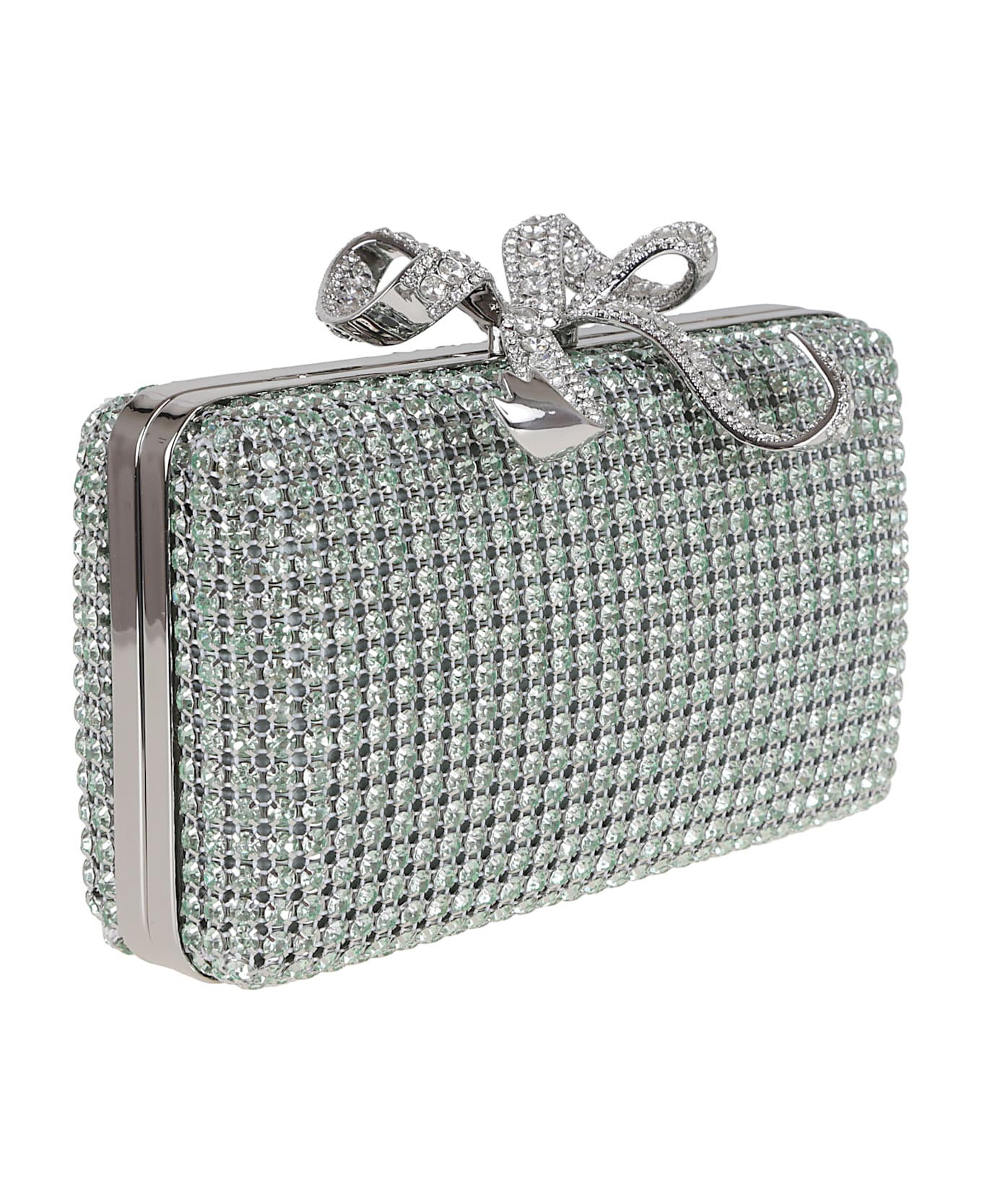 self-portrait Green Chainmail Clutch Bag - Green