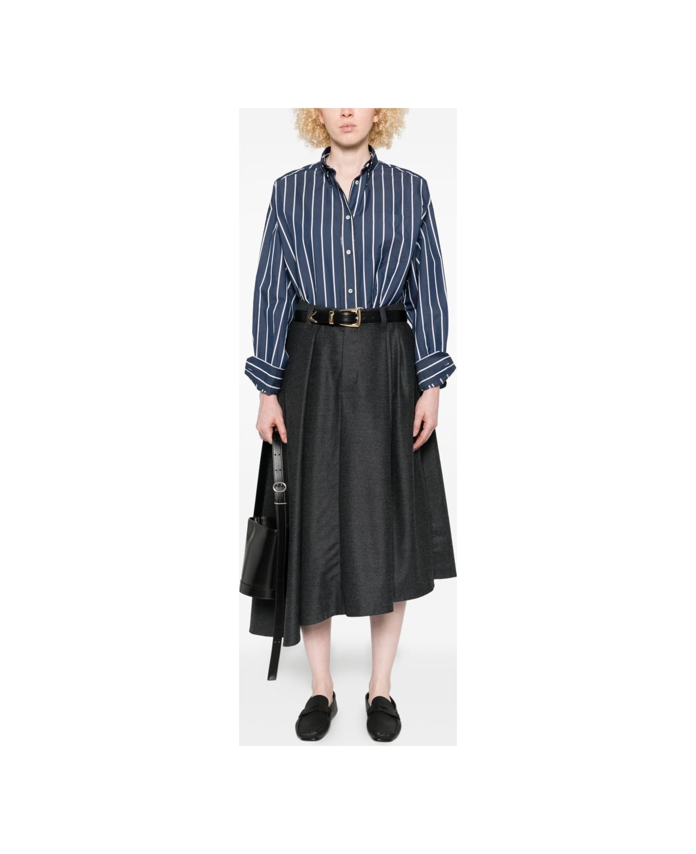 Brunello Cucinelli Striped Cotton Shirt - Blue