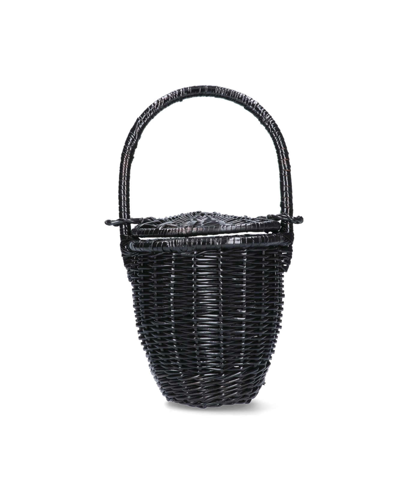 Patou Wicker Bucket Bag - Black